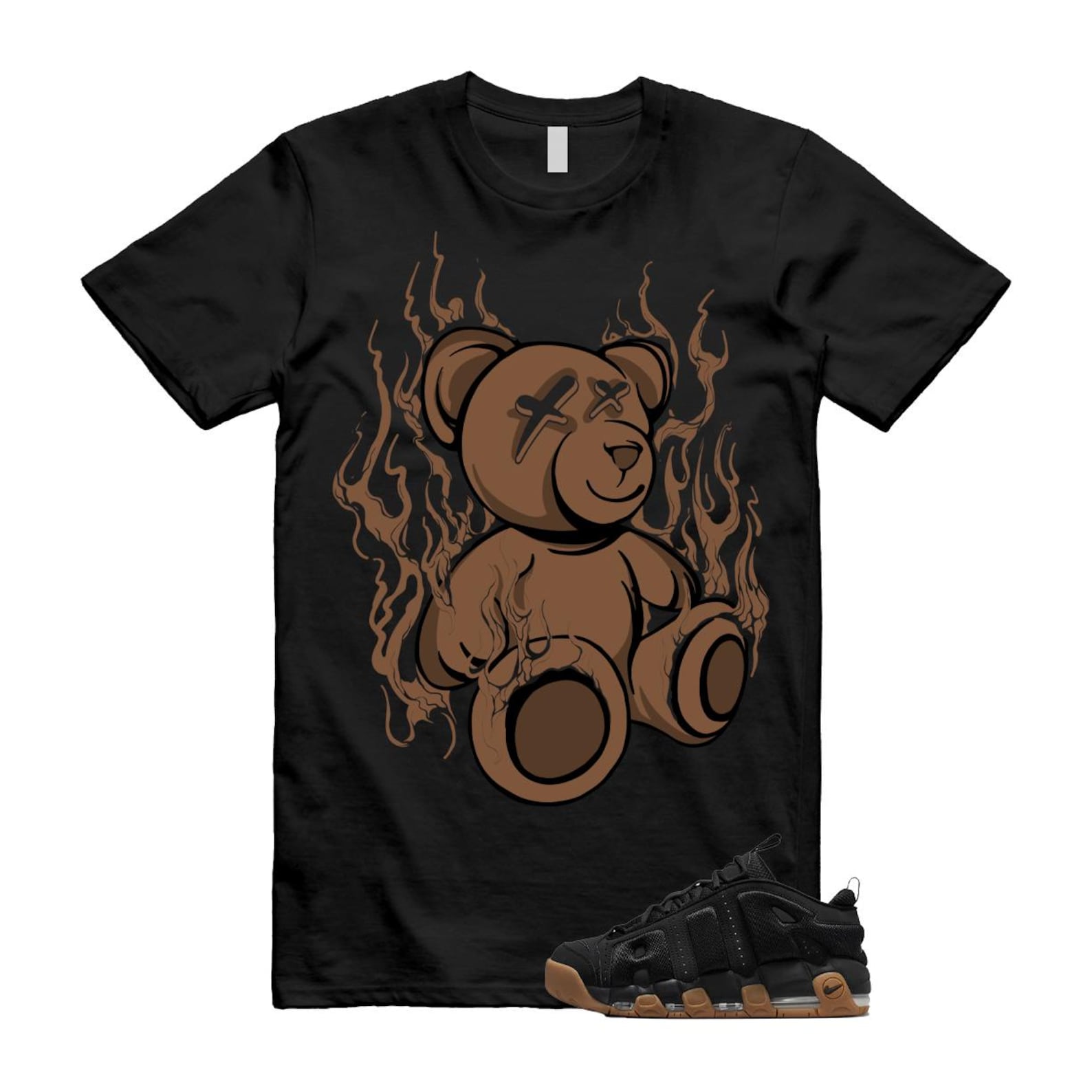 Uptempo Black Gum Air More T Shirt Match LIT FZ3055-003 T-Shirt, Sneaker Match Tee