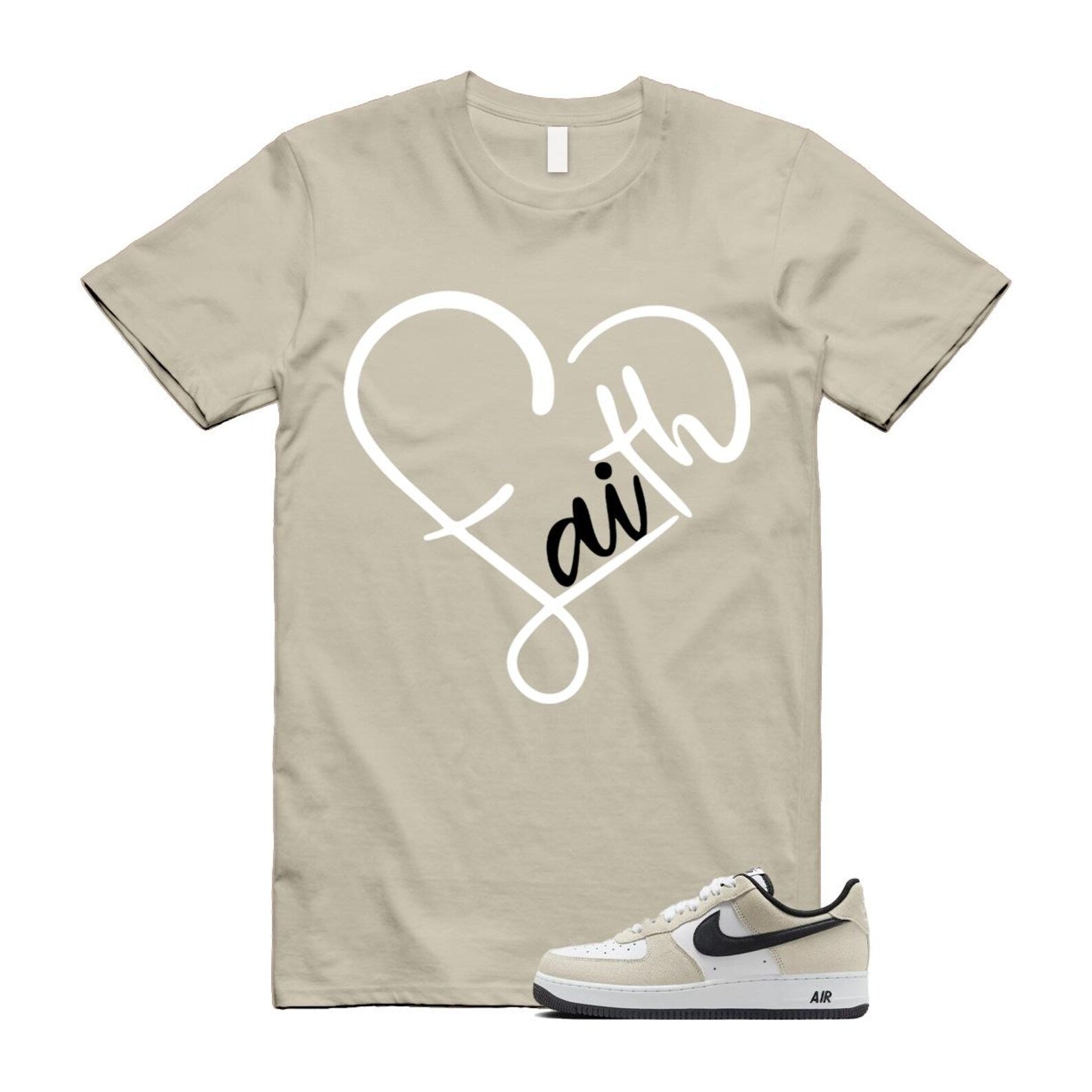 Air Force 1 '07 LV8 White Black T Shirt Match FAITH IB6388-100 T-Shirt, Sneaker Match Tee