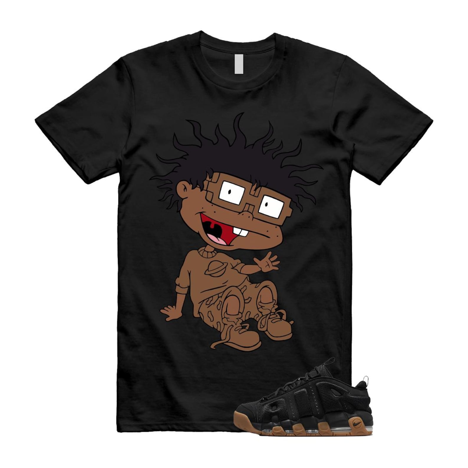 Uptempo Black Gum Air More T Shirt Match FINSTER FZ3055-003 T-Shirt, Sneaker Match Tee
