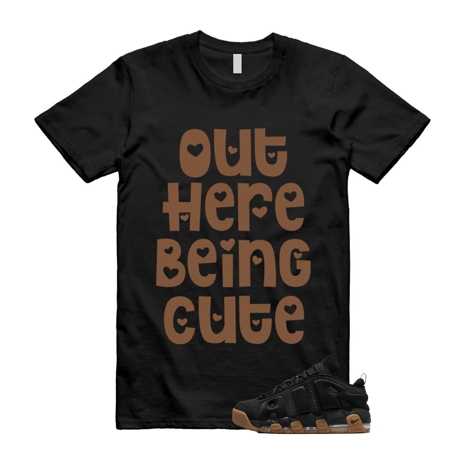 Uptempo Black Gum Air More T Shirt Match OHBC FZ3055-003 T-Shirt, Sneaker Match Tee