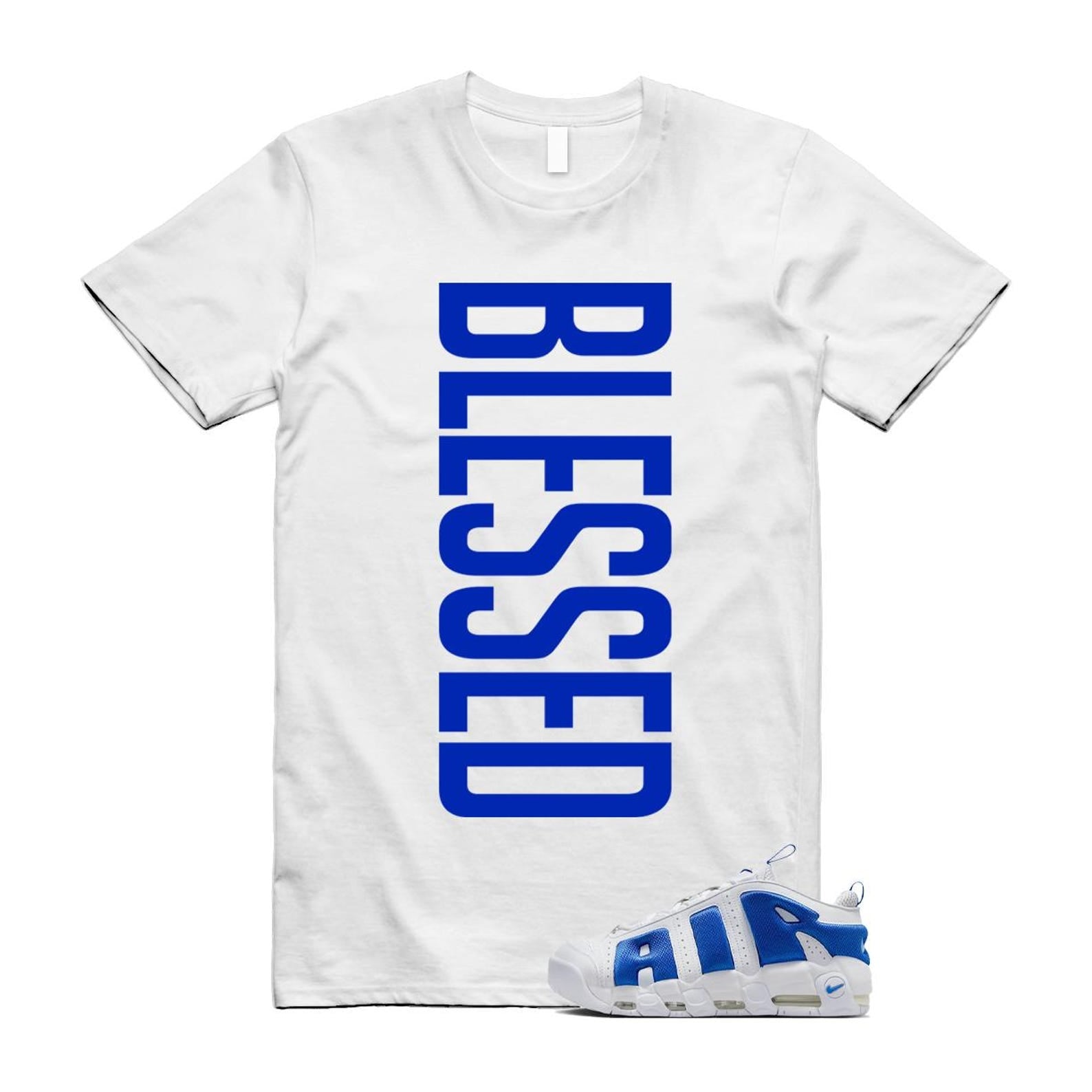 Uptempo White Blue Hyper Royal Psychic Air More T Shirt Match VERTBLS FZ3055-101 T-Shirt, Sneaker Match Tee
