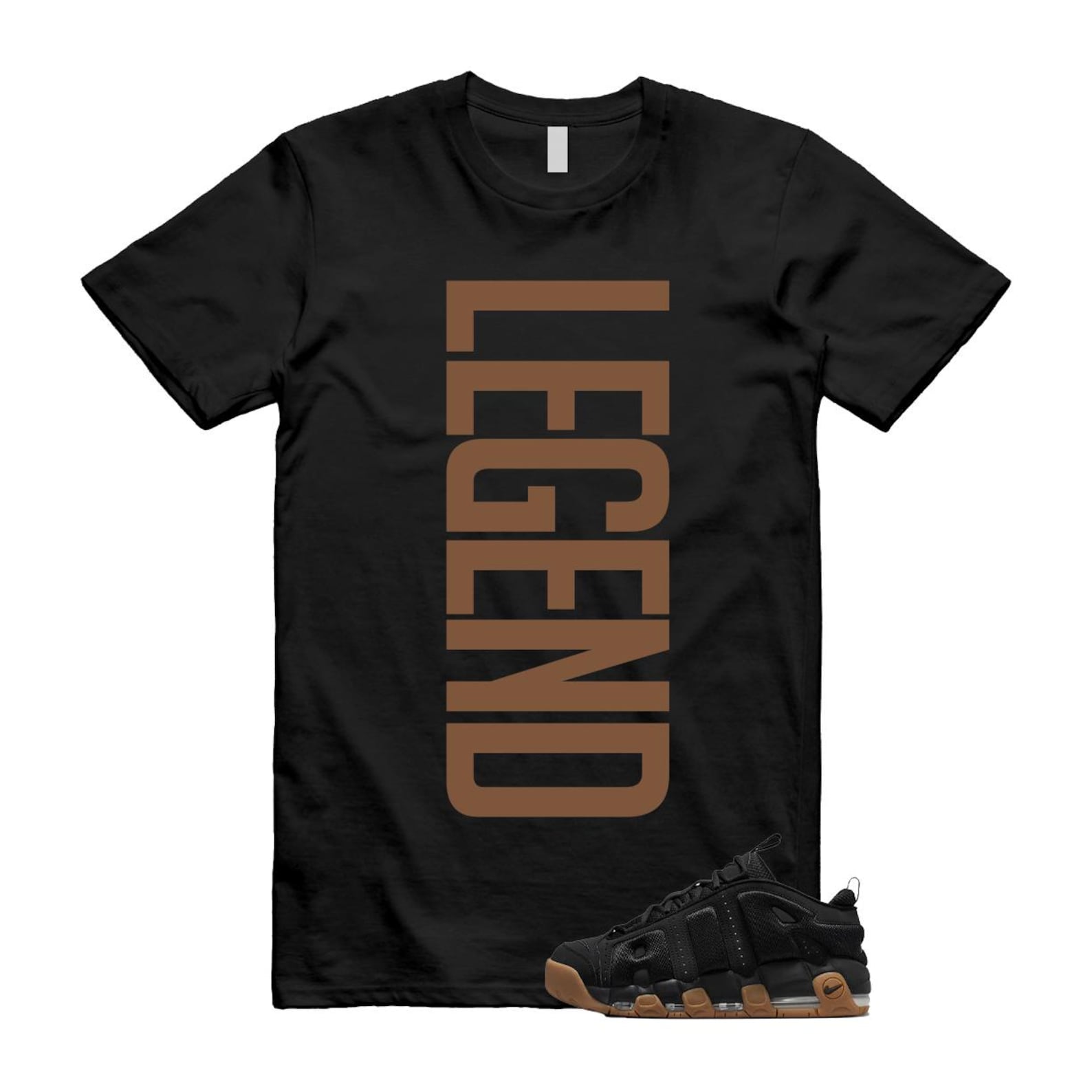 Uptempo Black Gum Air More T Shirt Match LEGEND FZ3055-003 T-Shirt, Sneaker Match Tee