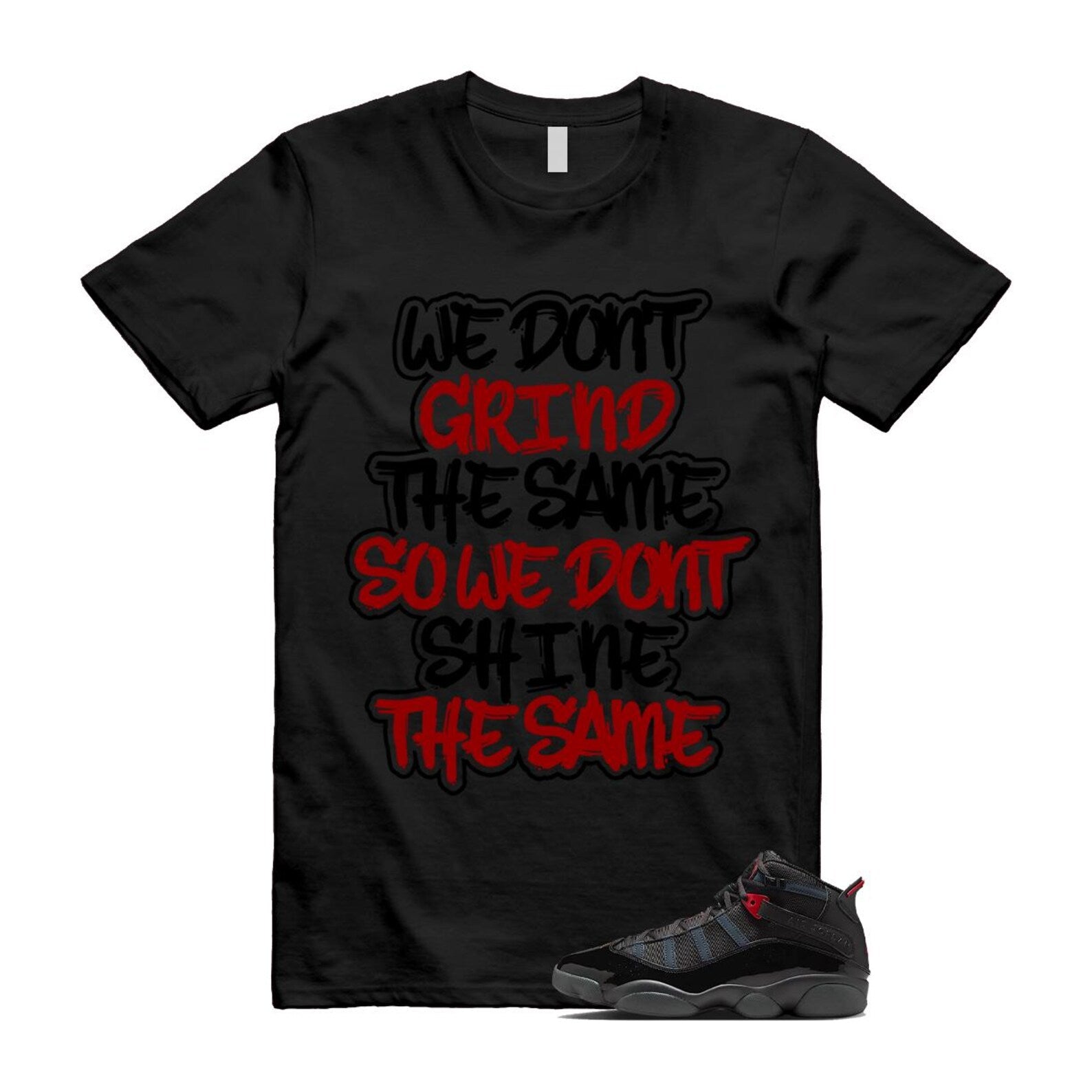 6 Rings Anthracite Black Fire Red T Shirt Match GRIND 322992-026 T-Shirt, Sneaker Match Tee