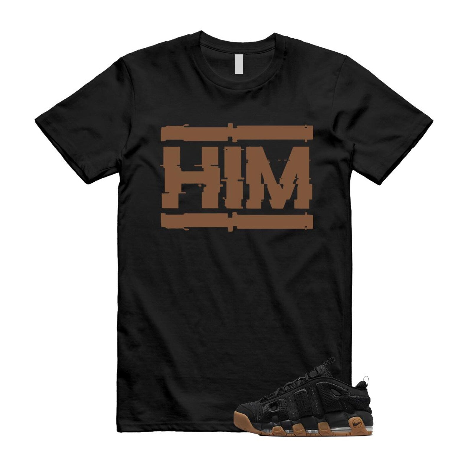 Uptempo Black Gum Air More T Shirt Match HIM FZ3055-003 T-Shirt, Sneaker Match Tee