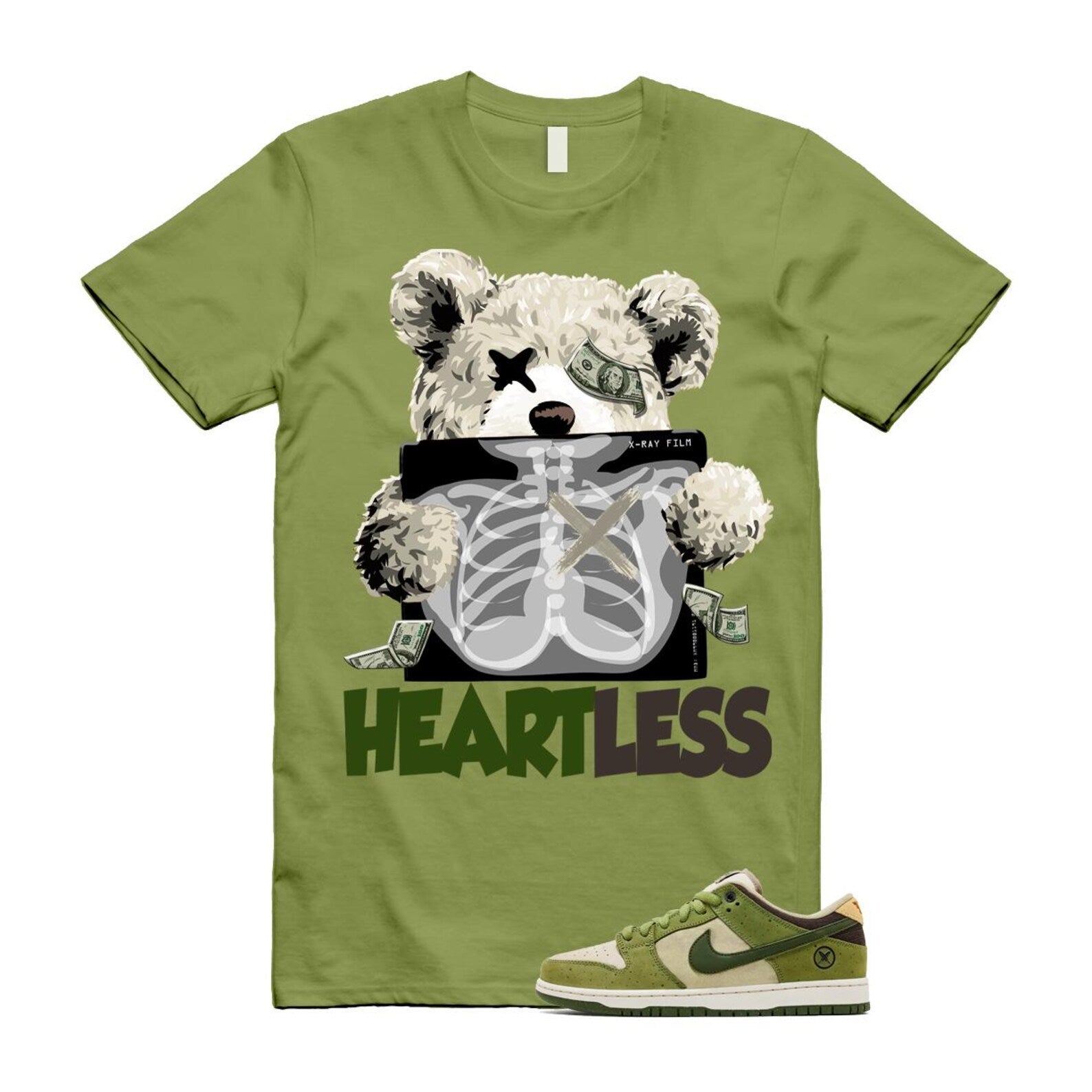 Dunk Yuto Horigome Matcha Asparagus Legion Green Loden Sienna T Shirt Match HEART HF8022-300 T-Shirt, Sneaker Match Tee