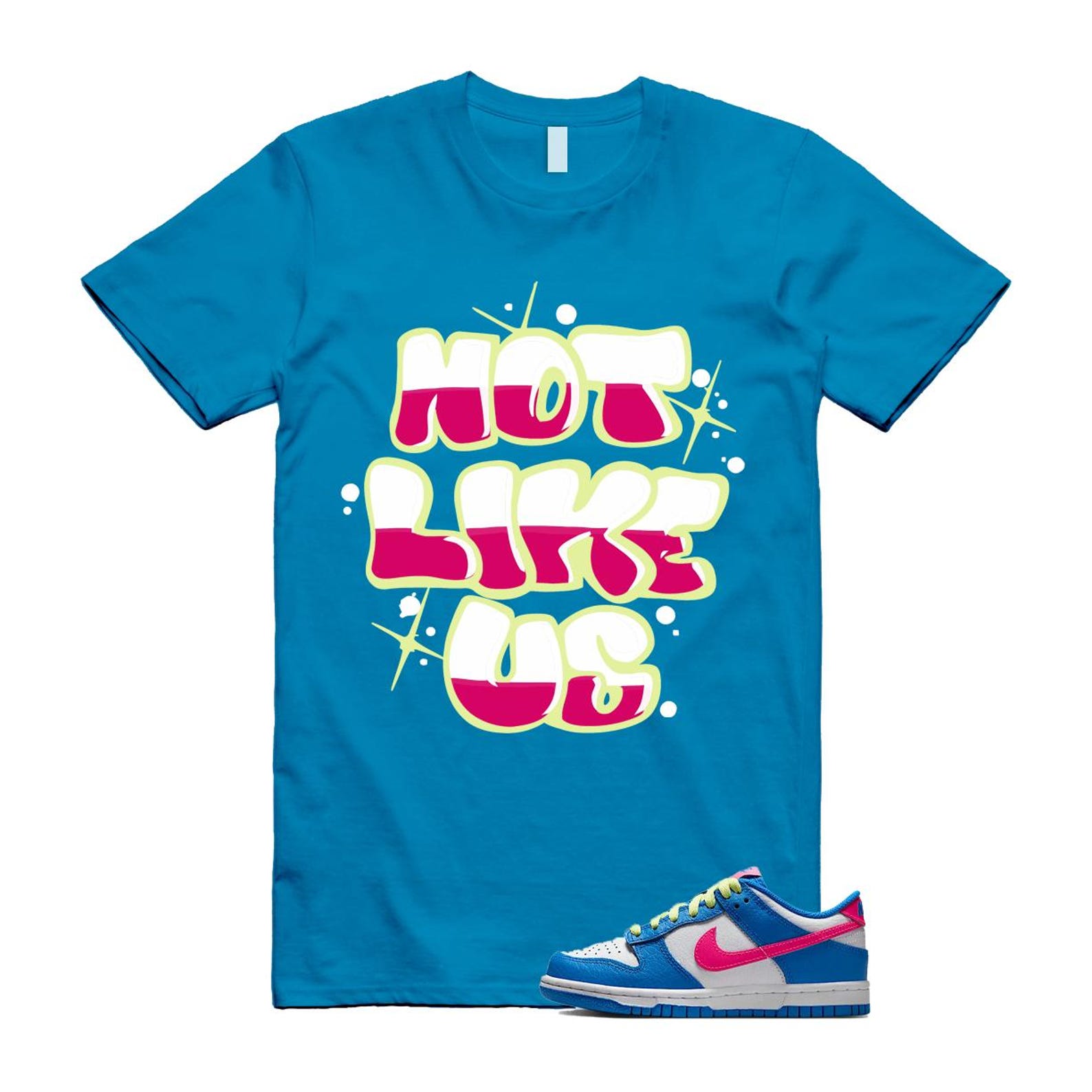 Dunk Photo Blue White Light Lemon Twist Hyper Pink T Shirt Match NLU IB7747-406 T-Shirt, Sneaker Match Tee