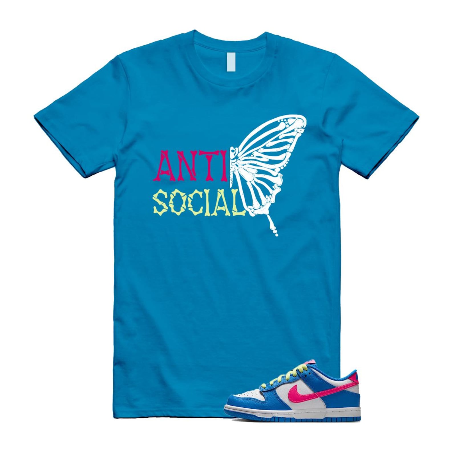 Dunk Photo Blue White Light Lemon Twist Hyper Pink T Shirt Match ASB IB7747-406 T-Shirt, Sneaker Match Tee