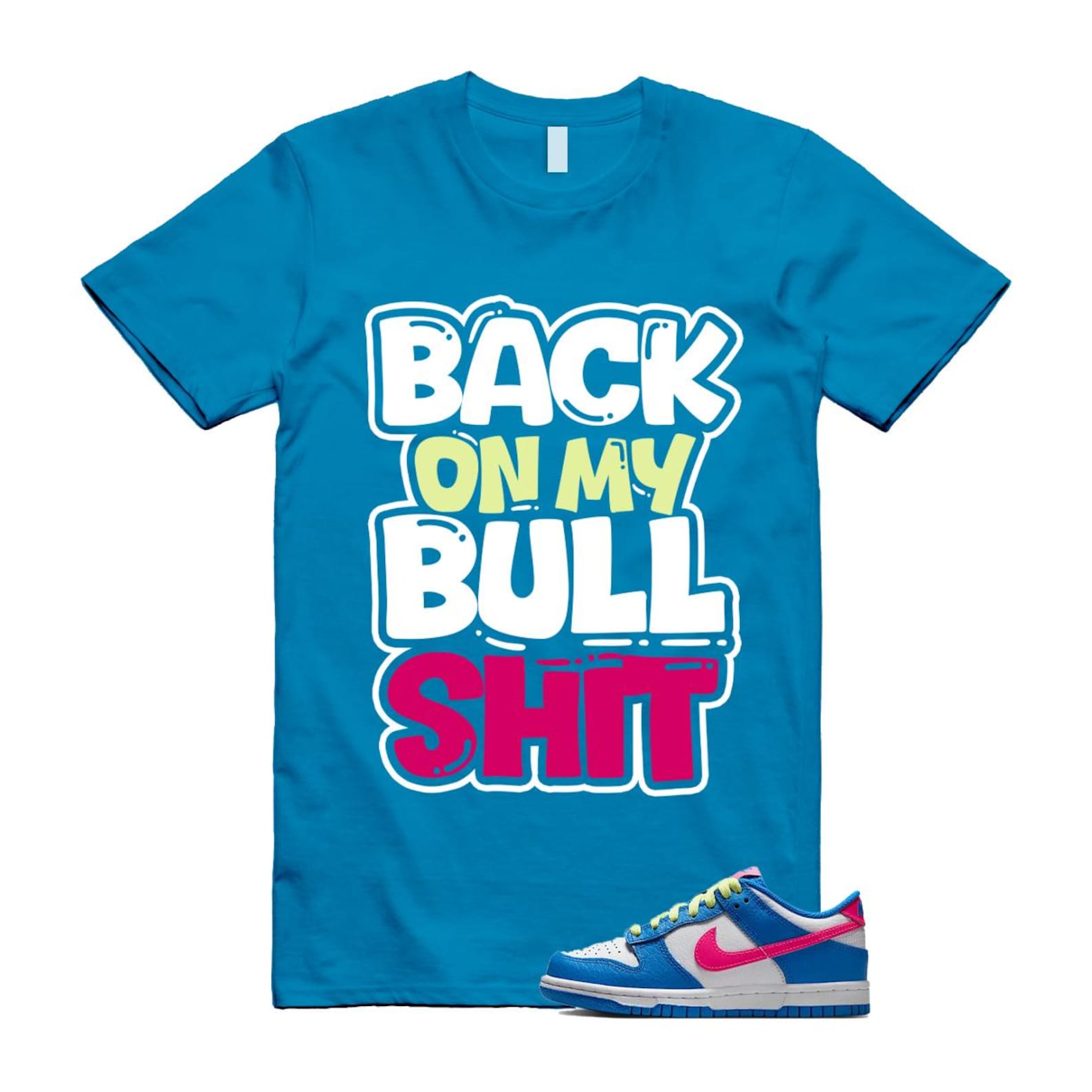 Dunk Photo Blue White Light Lemon Twist Hyper Pink T Shirt Match BULL IB7747-406 T-Shirt, Sneaker Match Tee