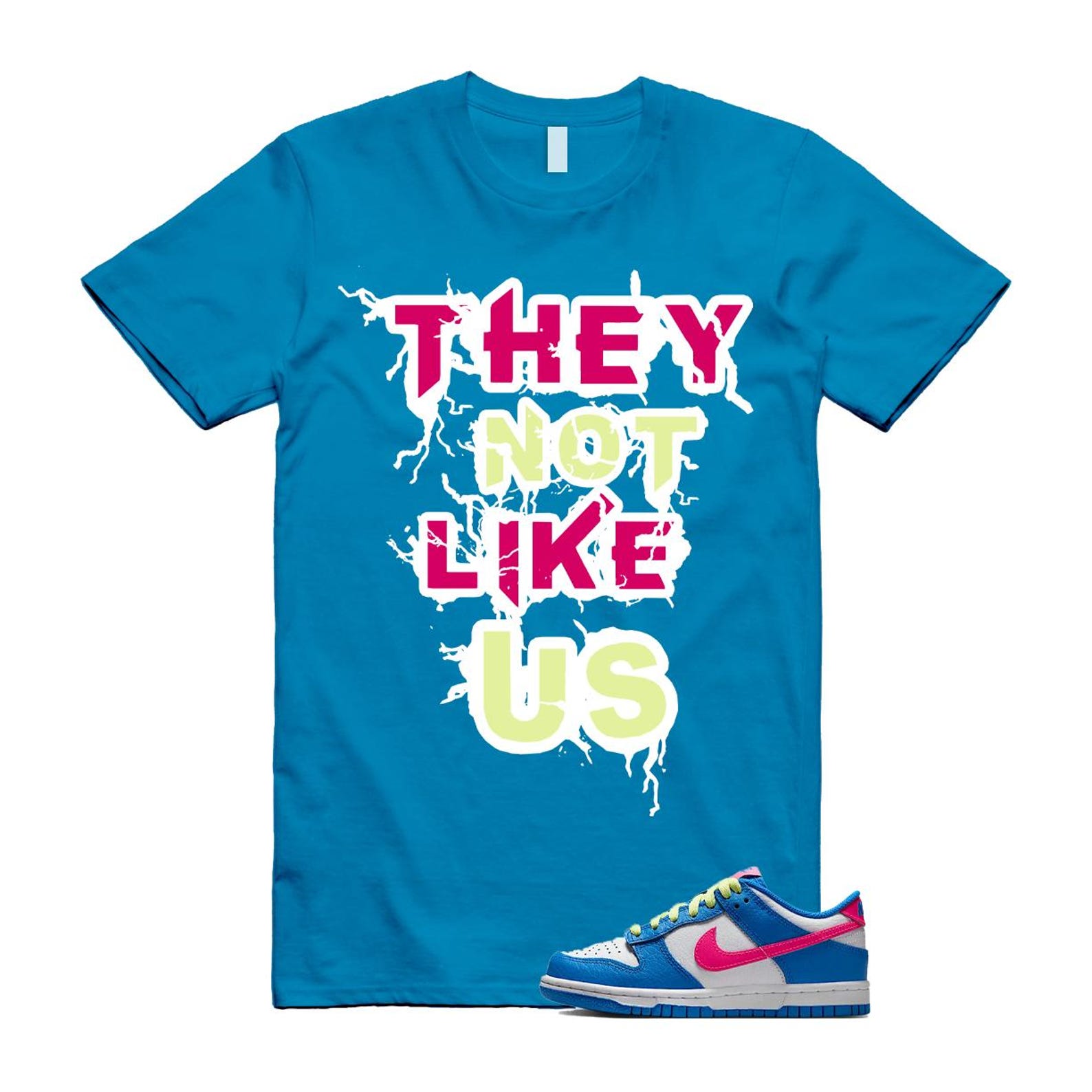Dunk Photo Blue White Light Lemon Twist Hyper Pink T Shirt Match US IB7747-406 T-Shirt, Sneaker Match Tee