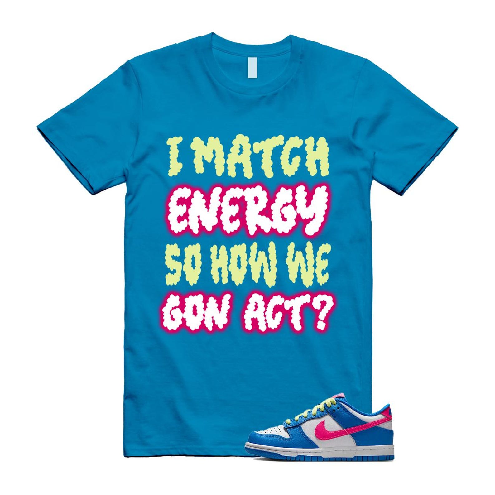 Dunk Photo Blue White Light Lemon Twist Hyper Pink T Shirt Match MATCH IB7747-406 T-Shirt, Sneaker Match Tee