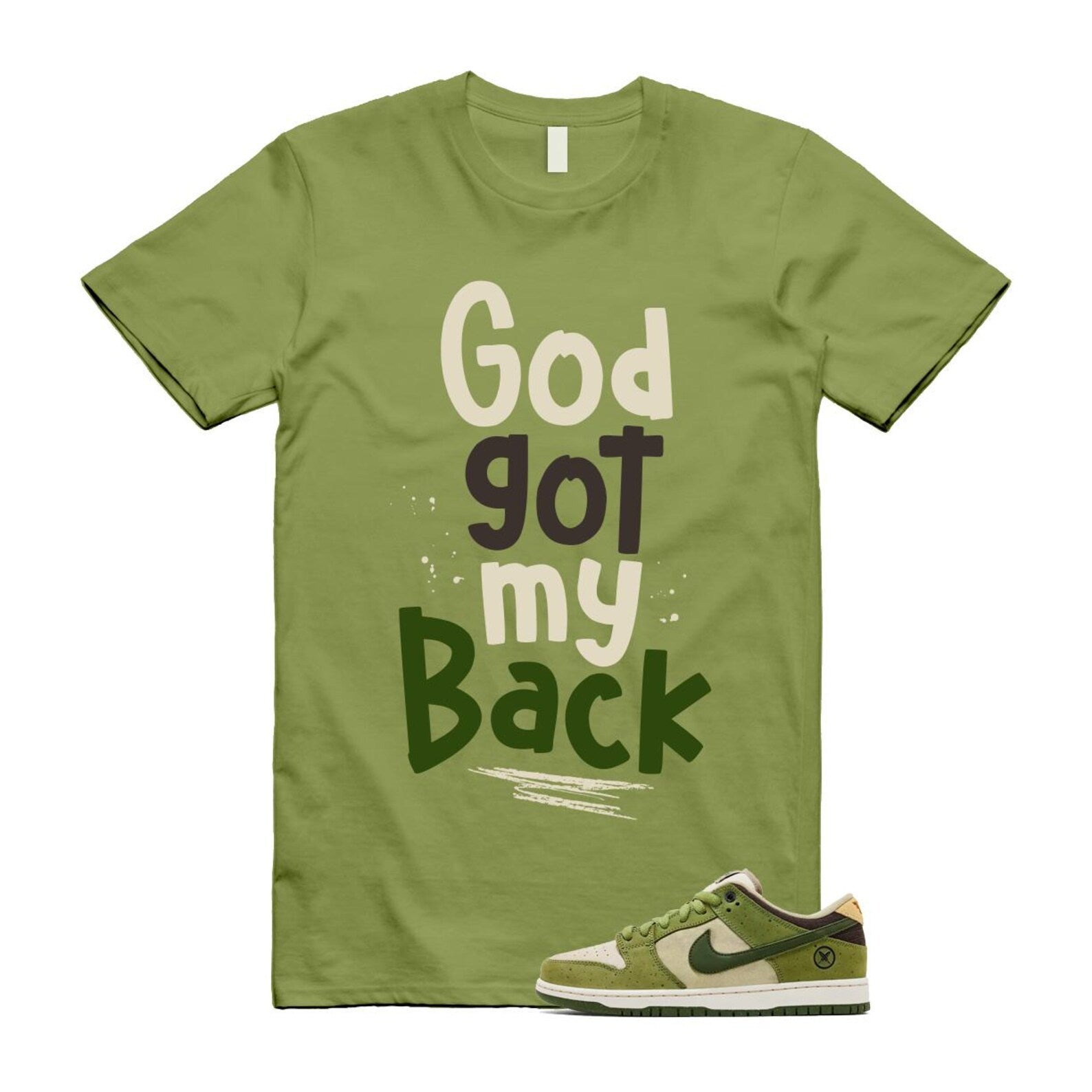 Dunk Yuto Horigome Matcha Asparagus Legion Green Loden Sienna T Shirt Match GOD HF8022-300 T-Shirt, Sneaker Match Tee