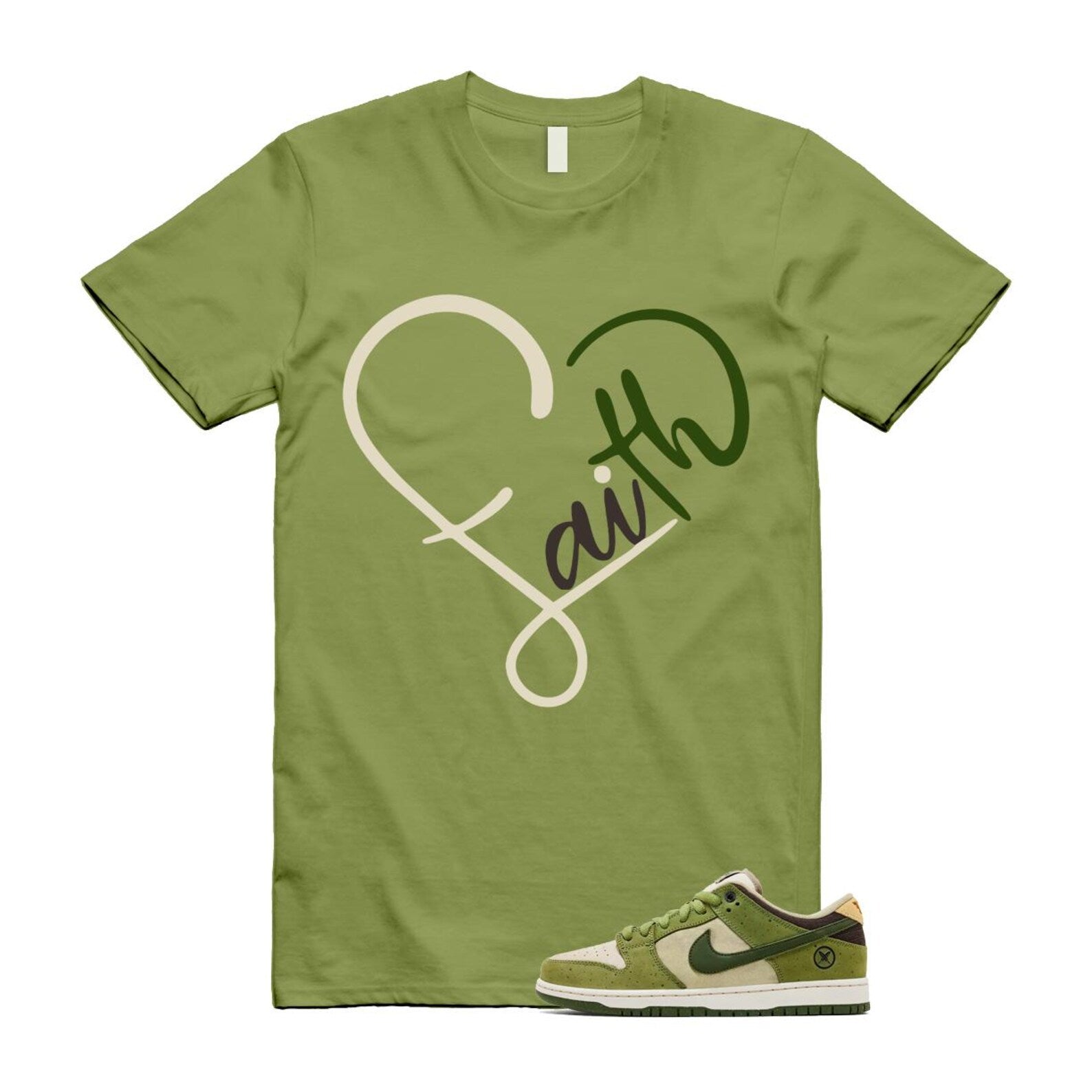 Dunk Yuto Horigome Matcha Asparagus Legion Green Loden Sienna T Shirt Match FAITH HF8022-300 T-Shirt, Sneaker Match Tee