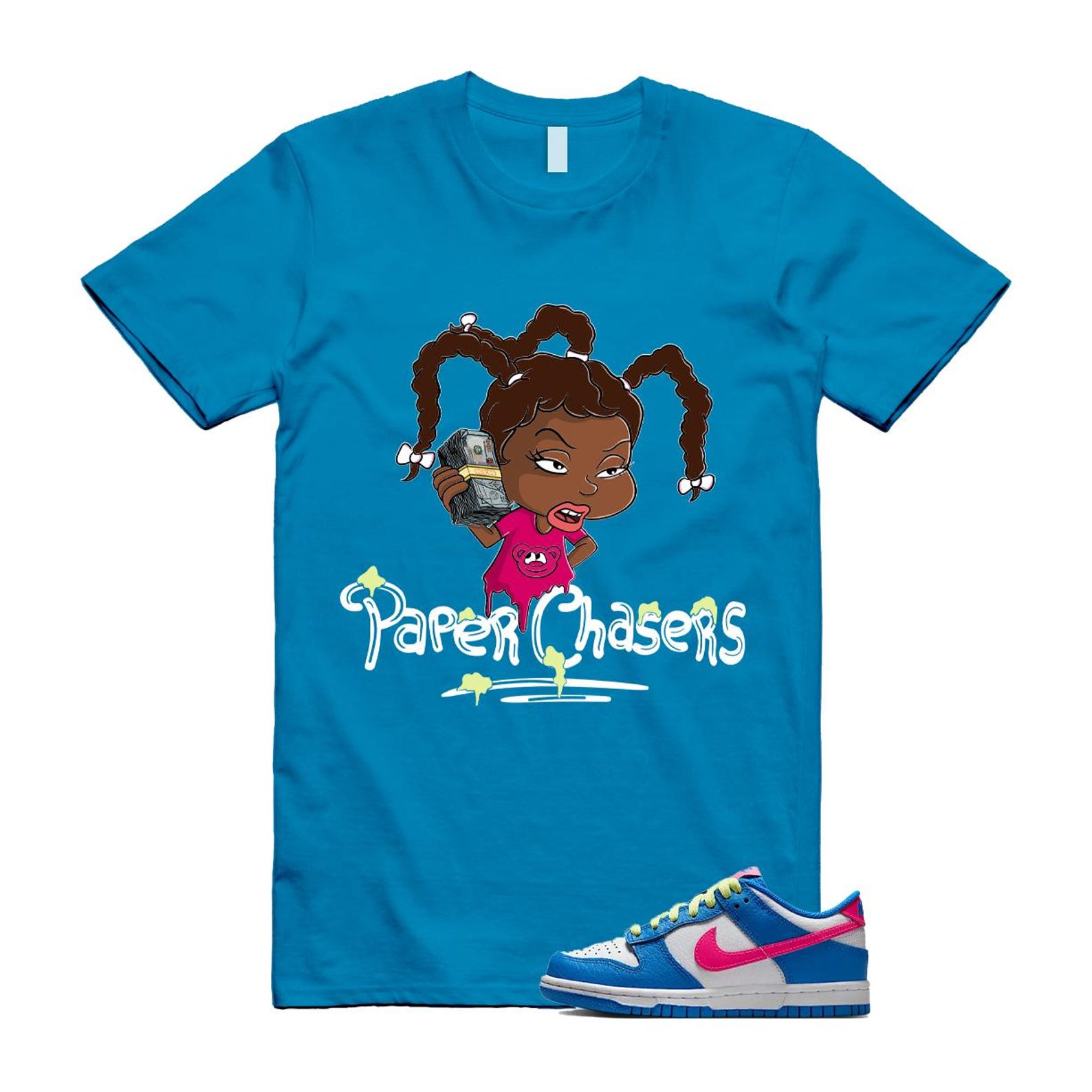Dunk Photo Blue White Light Lemon Twist Hyper Pink T Shirt Match PC IB7747-406 T-Shirt, Sneaker Match Tee