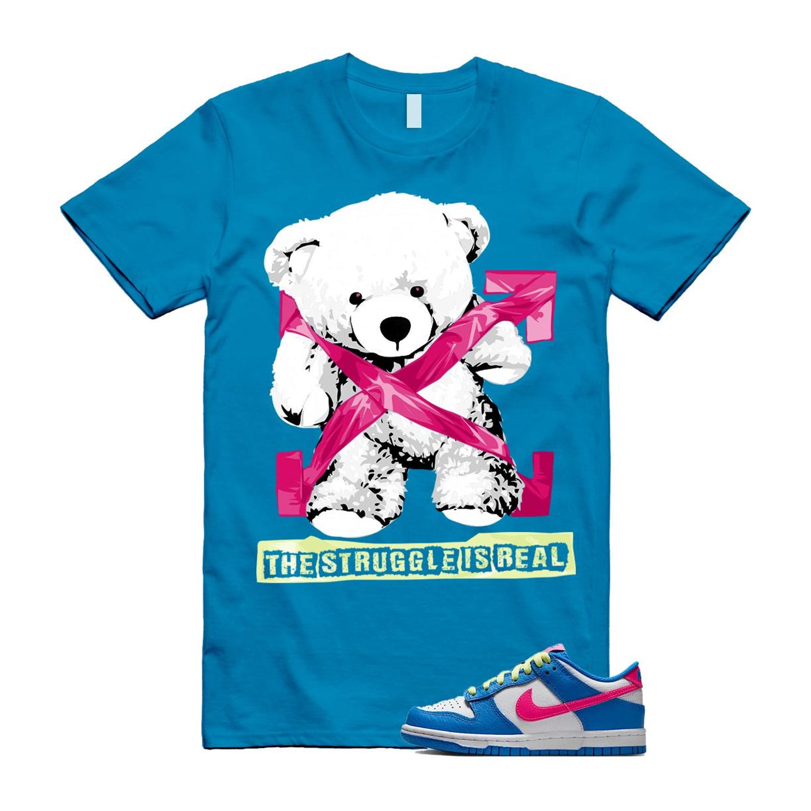 Dunk Photo Blue White Light Lemon Twist Hyper Pink T Shirt Match STRUG IB7747-406 T-Shirt, Sneaker Match Tee