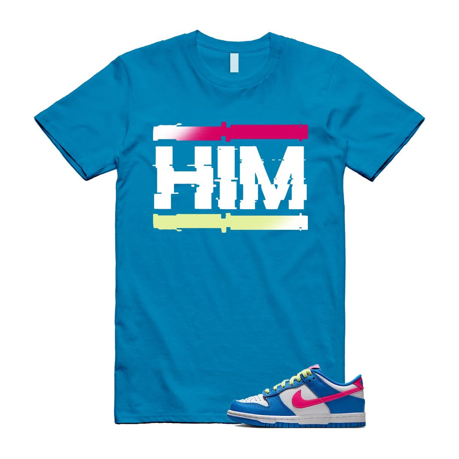 Dunk Photo Blue White Light Lemon Twist Hyper Pink T Shirt Match HIM IB7747-406 T-Shirt, Sneaker Match Tee