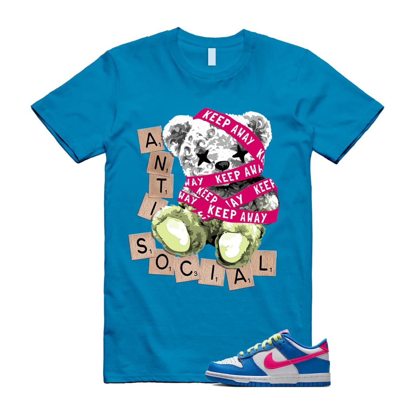 Dunk Photo Blue White Light Lemon Twist Hyper Pink T Shirt Match ANTI IB7747-406 T-Shirt, Sneaker Match Tee