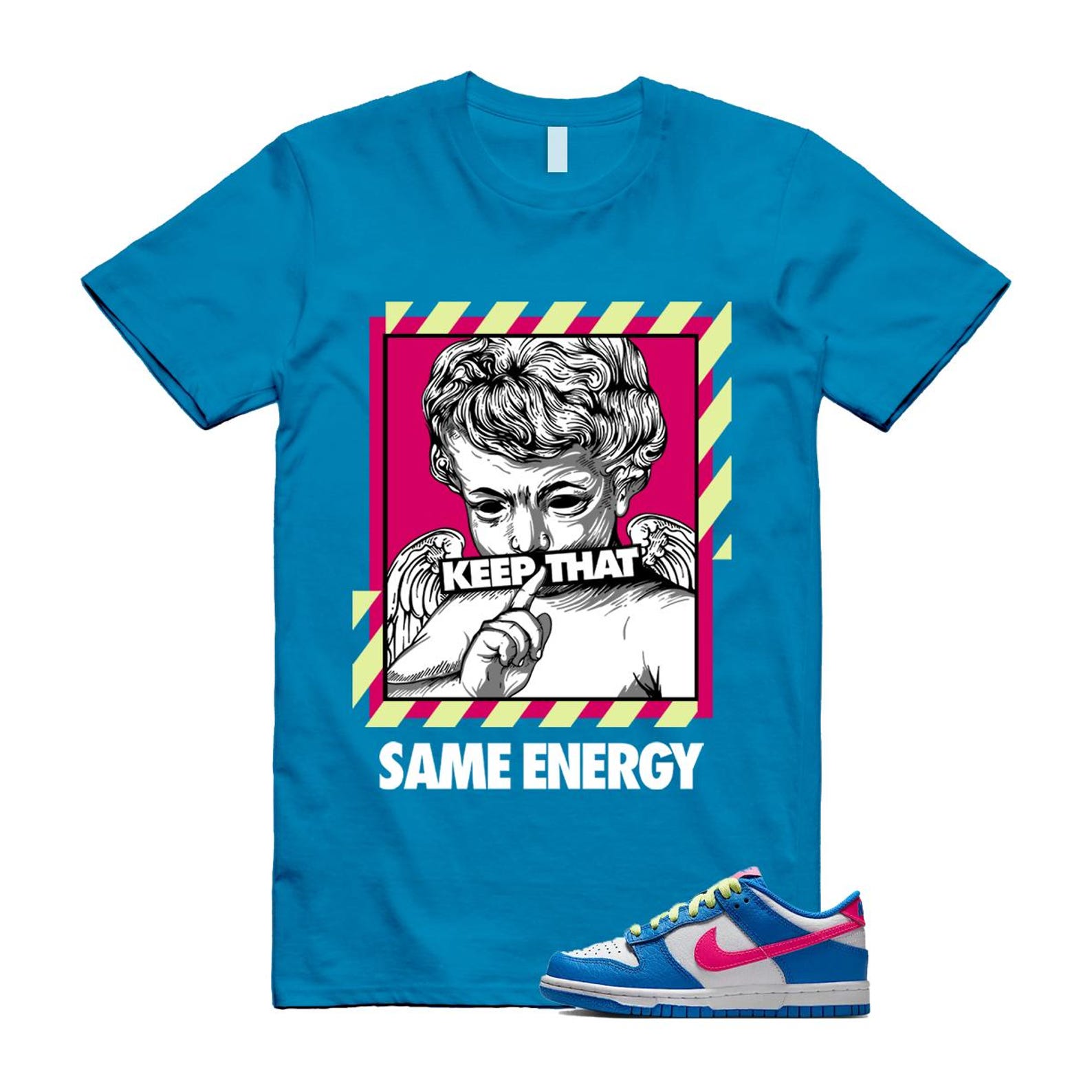 Dunk Photo Blue White Light Lemon Twist Hyper Pink T Shirt Match ENERGY IB7747-406 T-Shirt, Sneaker Match Tee