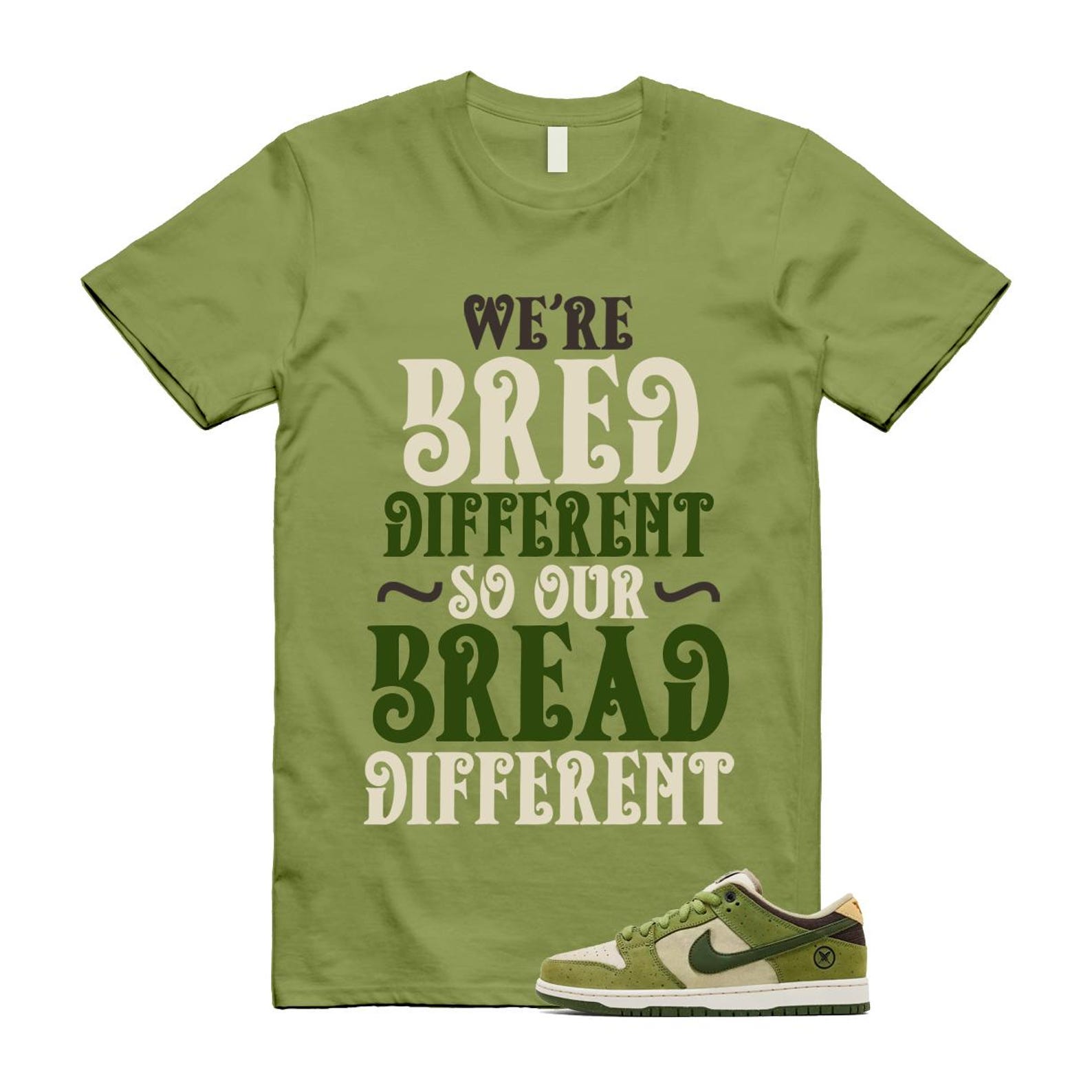 Dunk Yuto Horigome Matcha Asparagus Legion Green Loden Sienna T Shirt Match BREAD HF8022-300 T-Shirt, Sneaker Match Tee