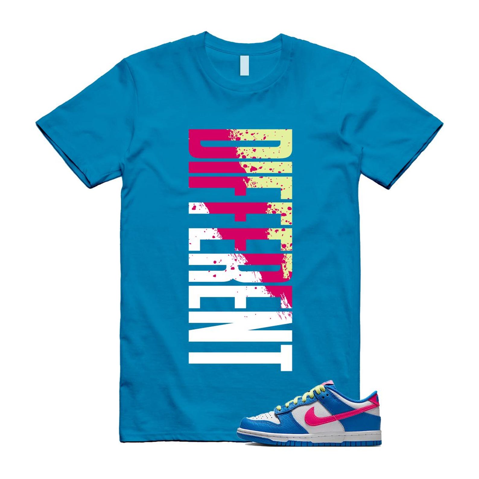 Dunk Photo Blue White Light Lemon Twist Hyper Pink T Shirt Match DFRNT IB7747-406 T-Shirt, Sneaker Match Tee