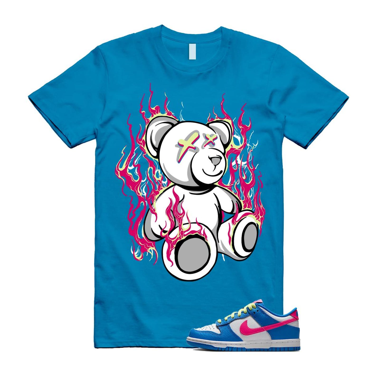 Dunk Photo Blue White Light Lemon Twist Hyper Pink T Shirt Match LIT IB7747-406 T-Shirt, Sneaker Match Tee