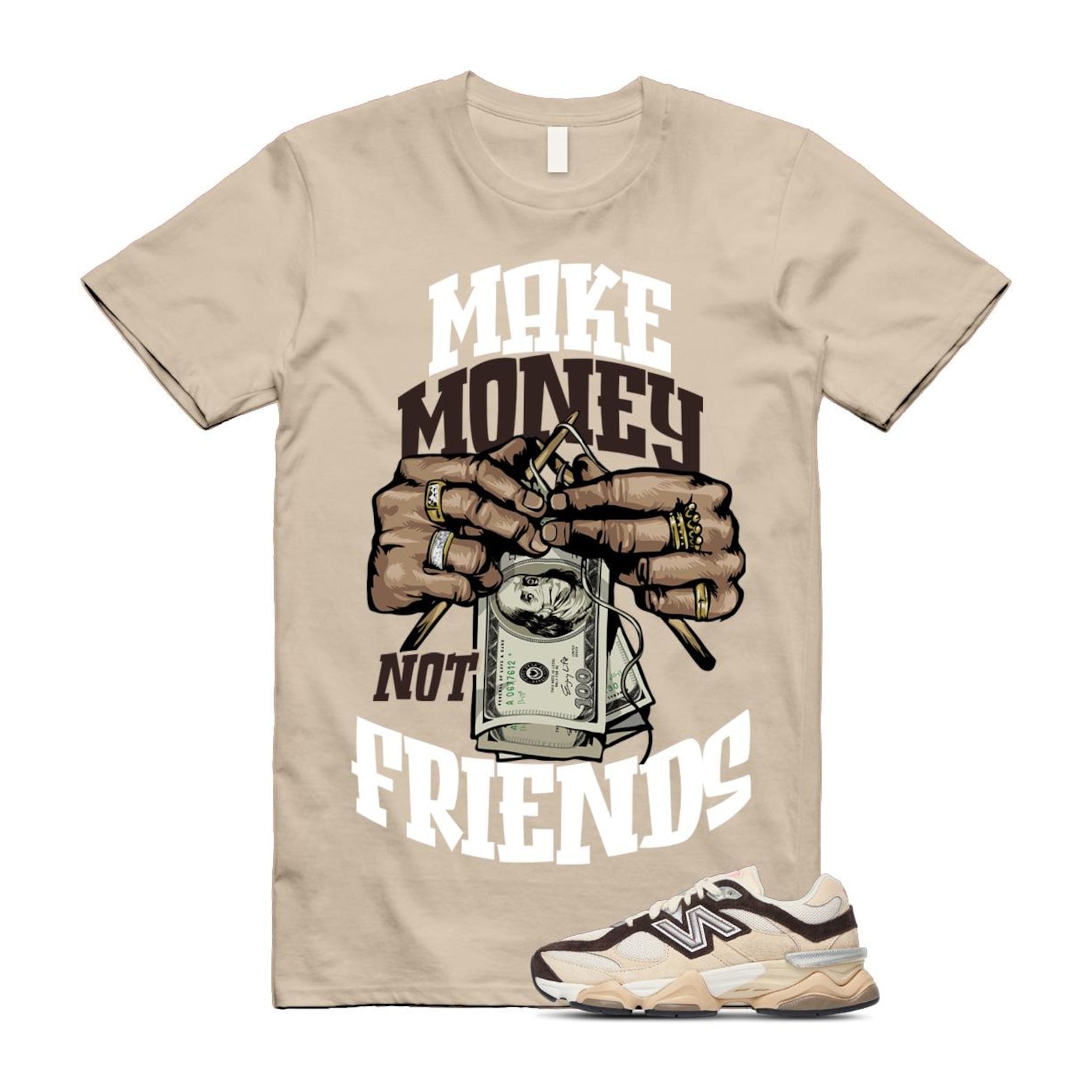 9060 Emerging Brown White T Shirt Match MM U9060FLP T-Shirt, Sneaker Match Tee