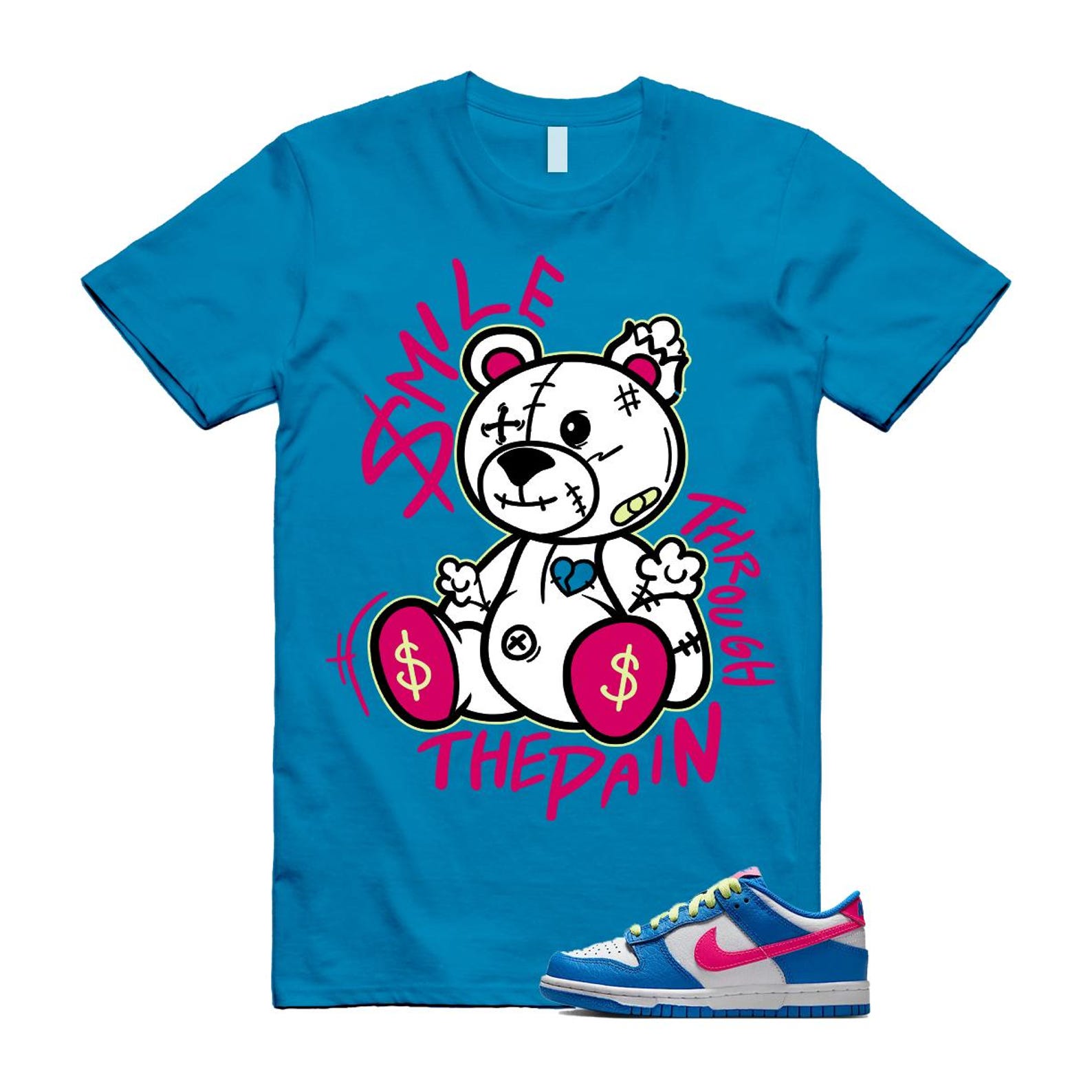 Dunk Photo Blue White Light Lemon Twist Hyper Pink T Shirt Match SM2 IB7747-406 T-Shirt, Sneaker Match Tee