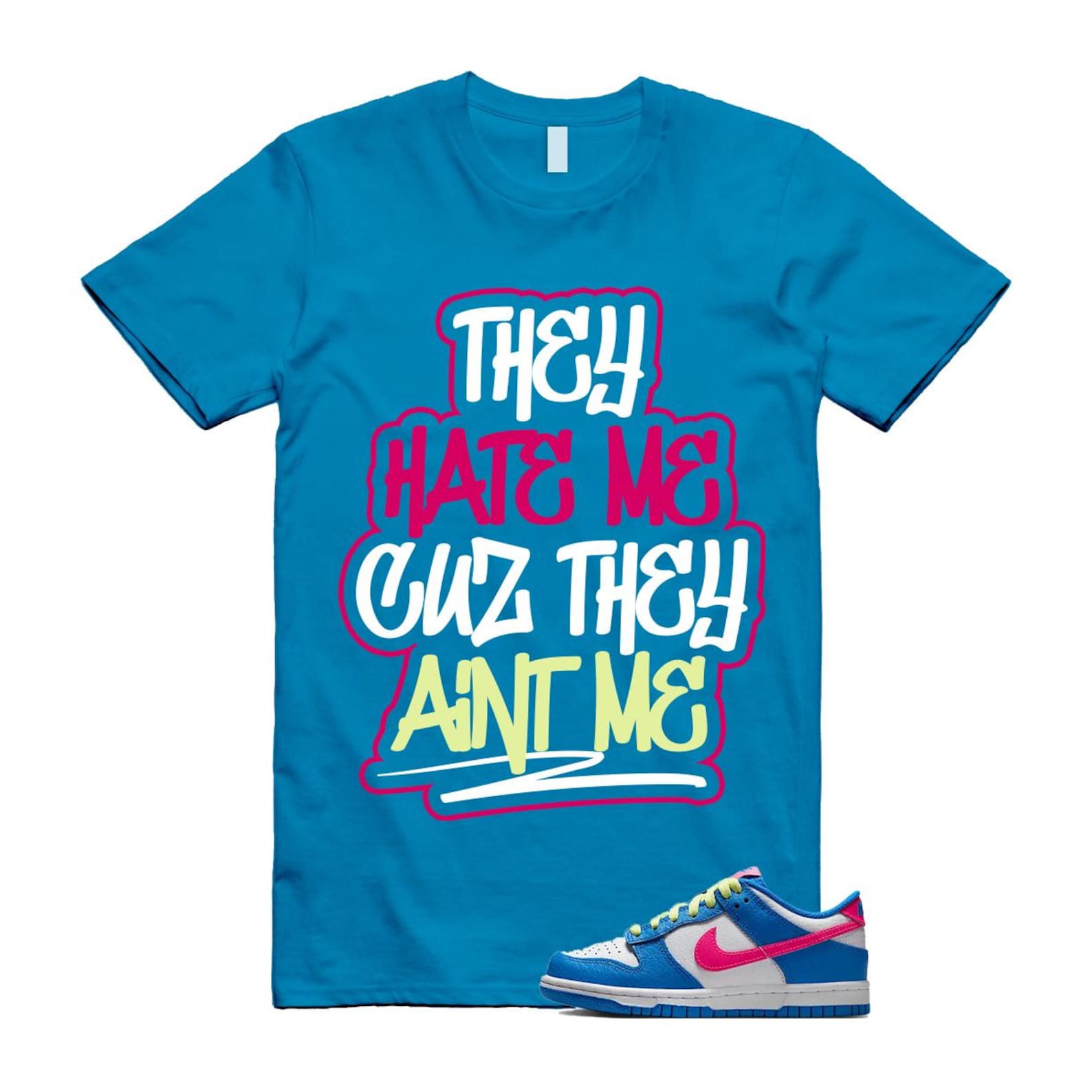 Dunk Photo Blue White Light Lemon Twist Hyper Pink T Shirt Match AINTME IB7747-406 T-Shirt, Sneaker Match Tee