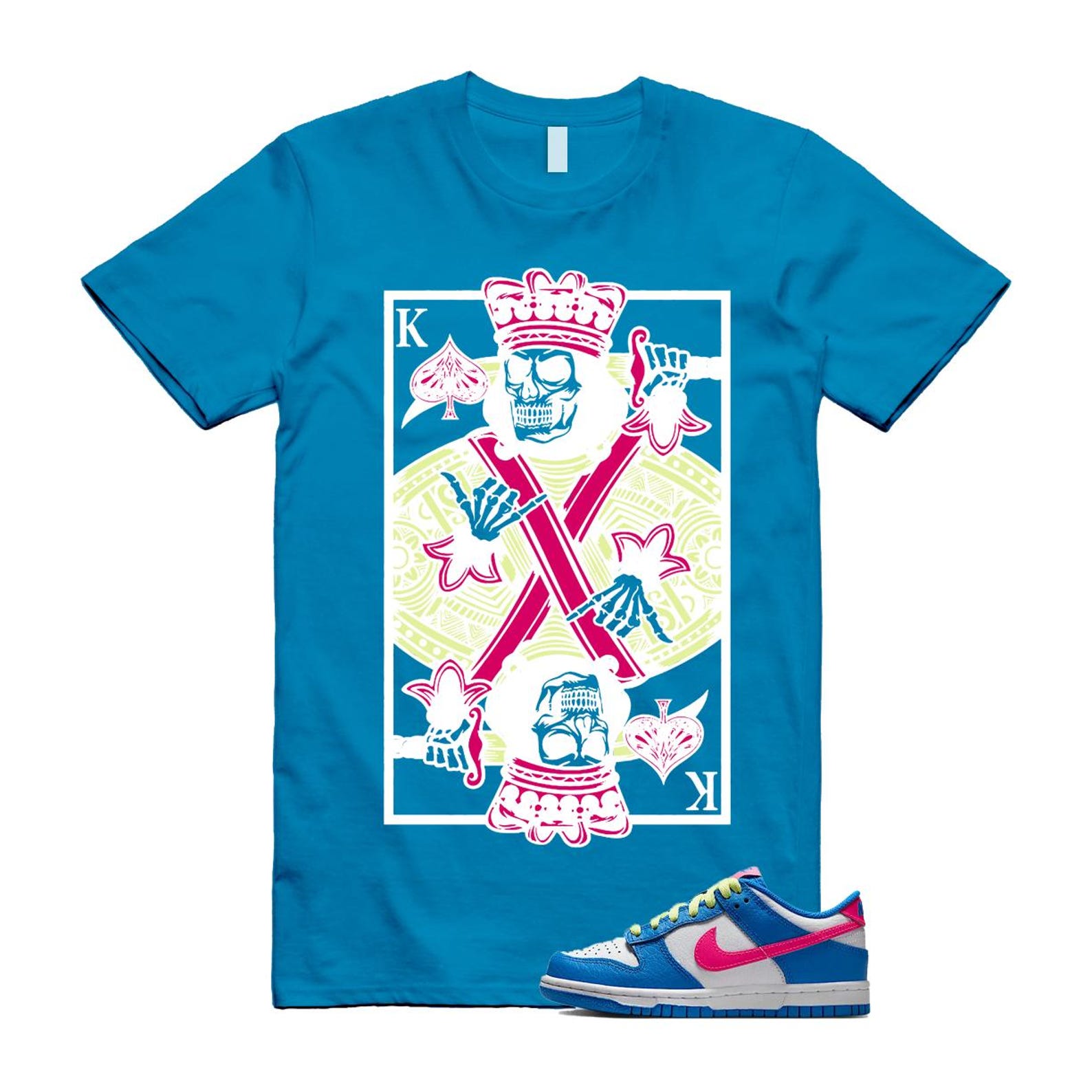 Dunk Photo Blue White Light Lemon Twist Hyper Pink T Shirt Match KC IB7747-406 T-Shirt, Sneaker Match Tee