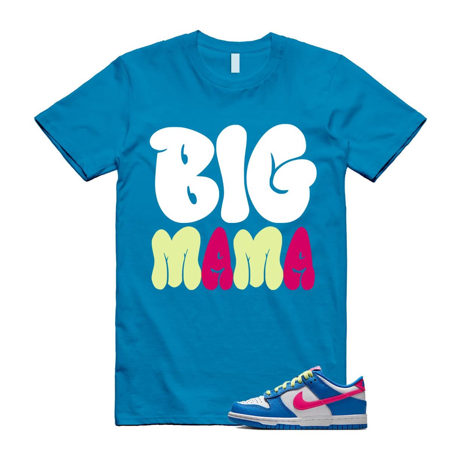 Dunk Photo Blue White Light Lemon Twist Hyper Pink T Shirt Match MAMA IB7747-406 T-Shirt, Sneaker Match Tee