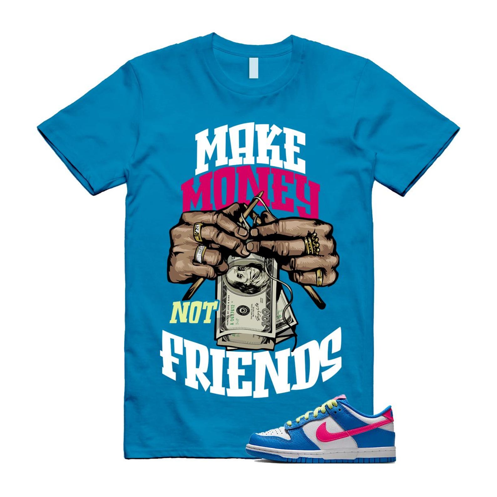 Dunk Photo Blue White Light Lemon Twist Hyper Pink T Shirt Match MM IB7747-406 T-Shirt, Sneaker Match Tee