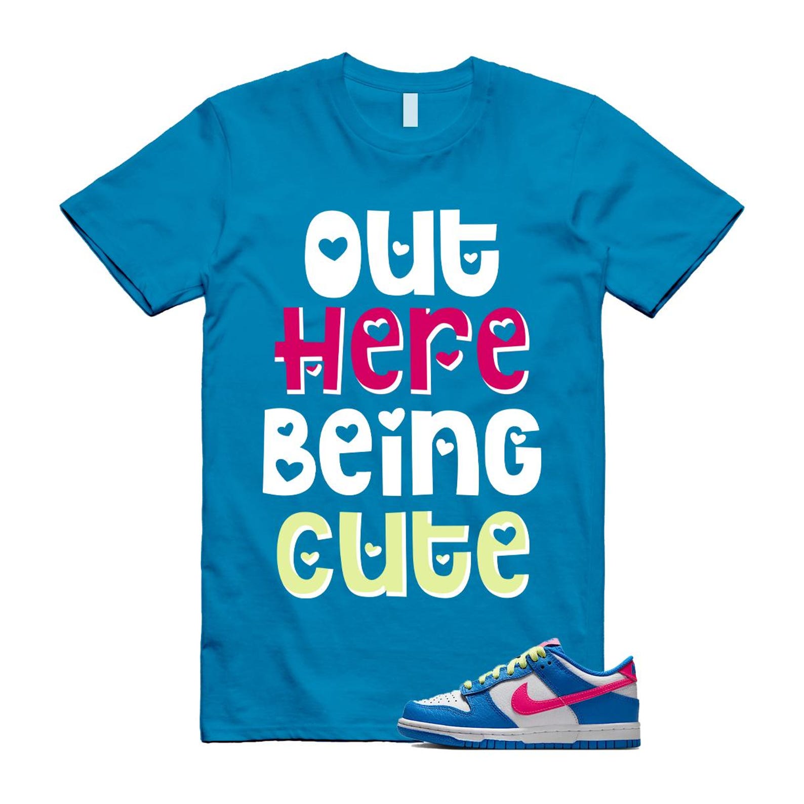 Dunk Photo Blue White Light Lemon Twist Hyper Pink T Shirt Match OHBC IB7747-406 T-Shirt, Sneaker Match Tee