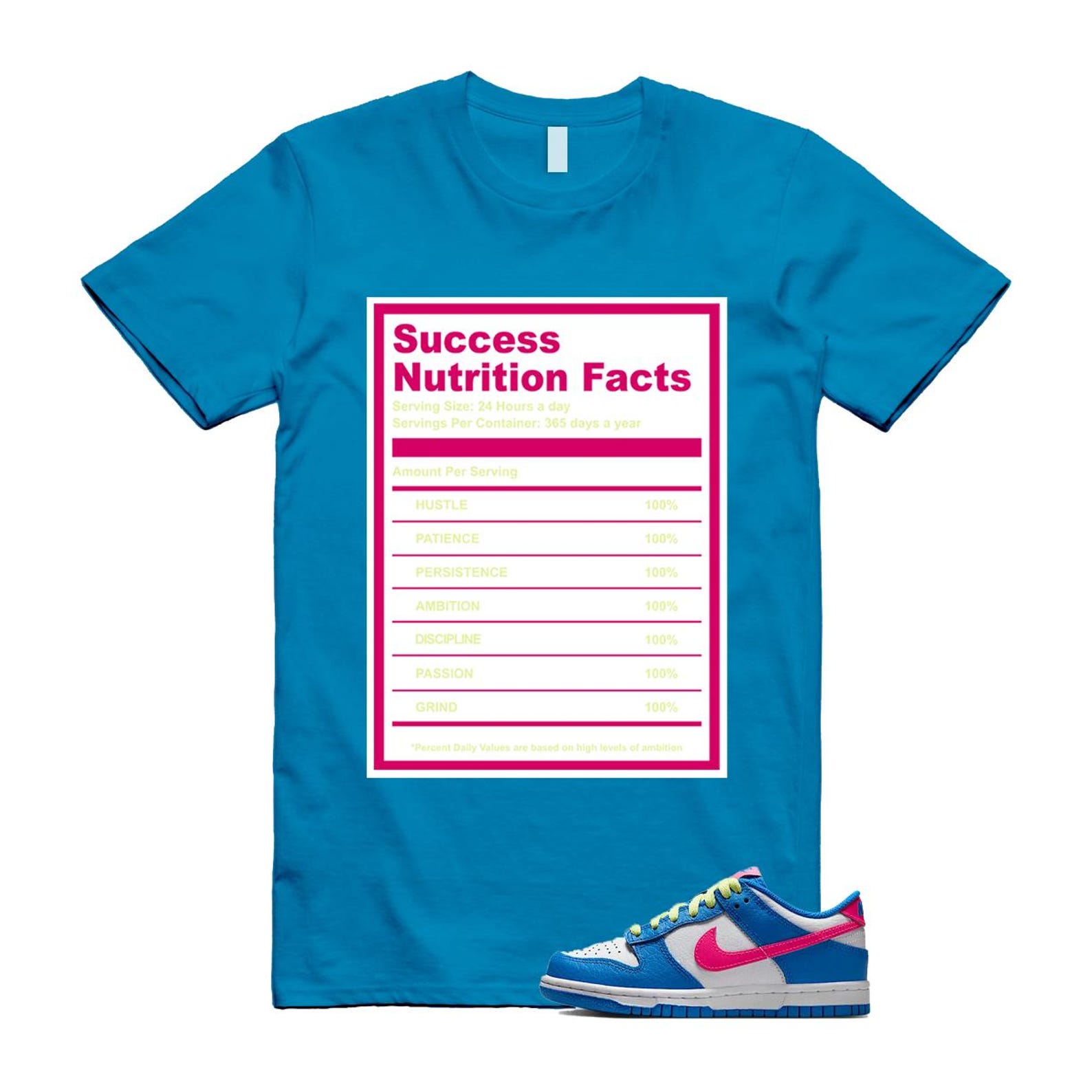 Dunk Photo Blue White Light Lemon Twist Hyper Pink T Shirt Match SUCC IB7747-406 T-Shirt, Sneaker Match Tee