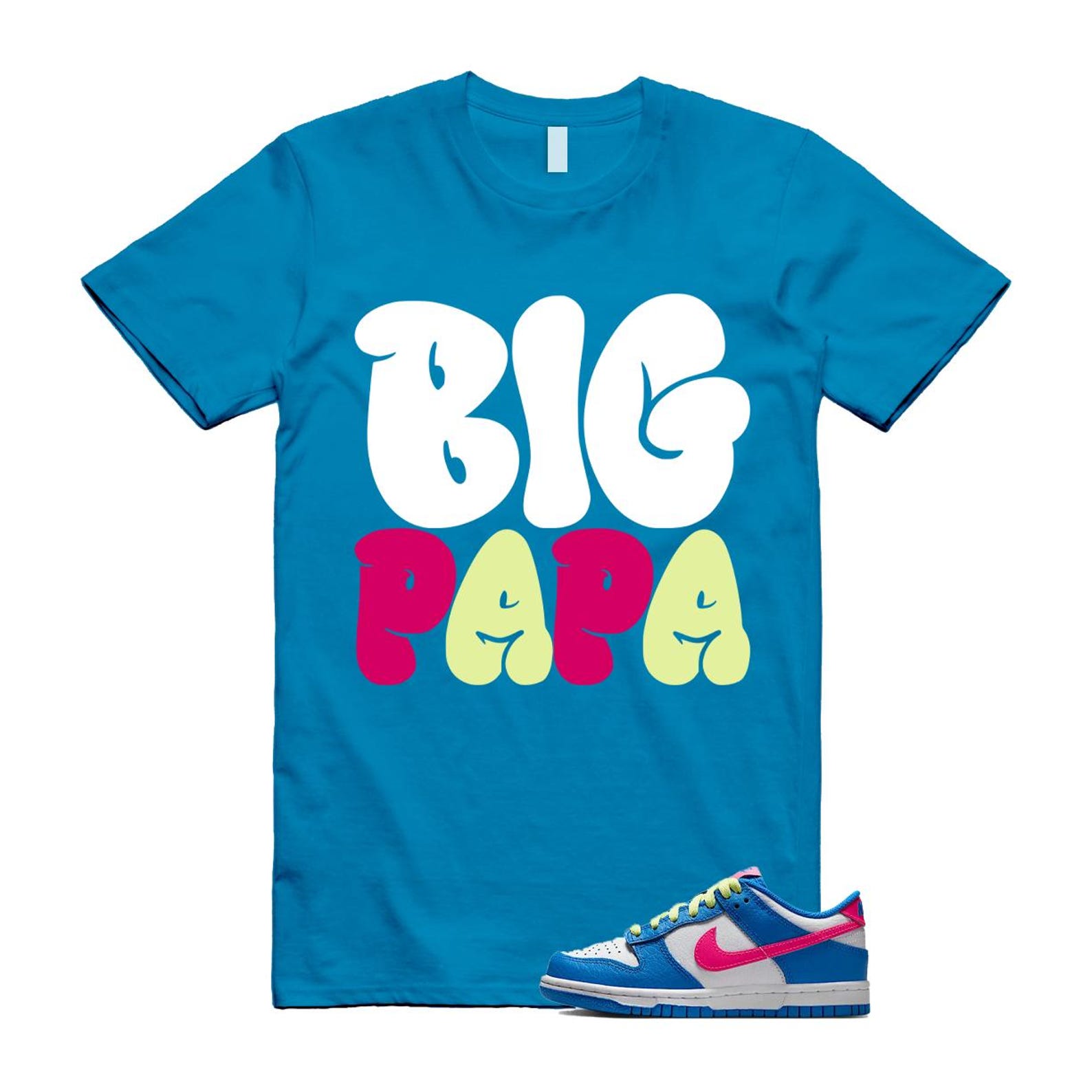 Dunk Photo Blue White Light Lemon Twist Hyper Pink T Shirt Match PAPA IB7747-406 T-Shirt, Sneaker Match Tee