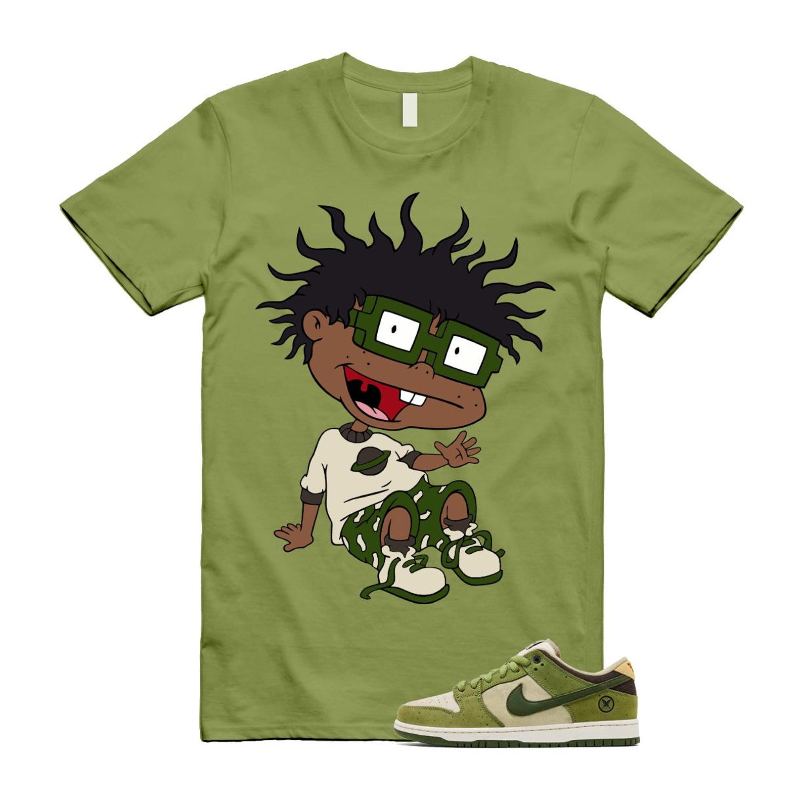 Dunk Yuto Horigome Matcha Asparagus Legion Green Loden Sienna T Shirt Match FINSTER HF8022-300 T-Shirt, Sneaker Match Tee