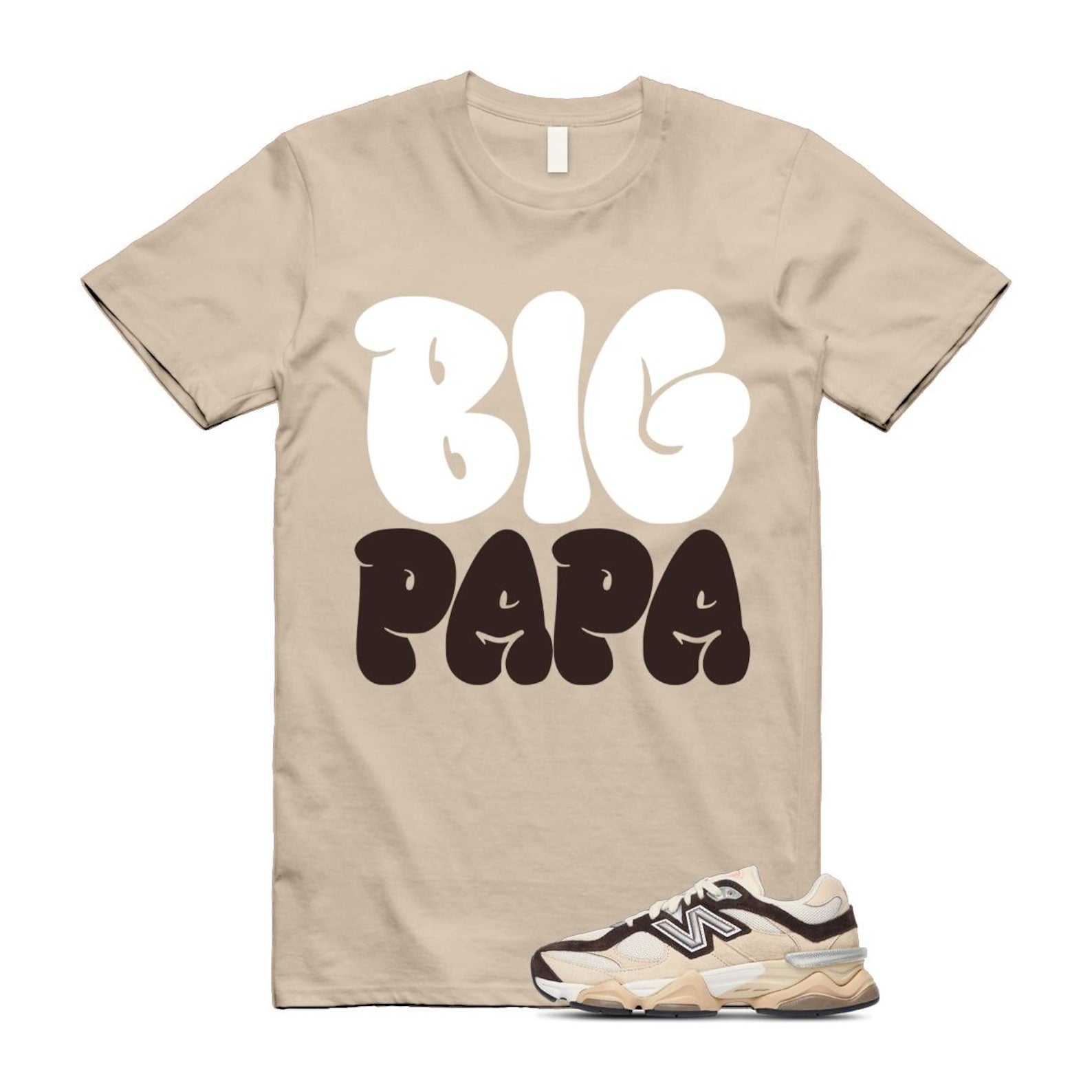9060 Emerging Brown White T Shirt Match PAPA U9060FLP T-Shirt, Sneaker Match Tee