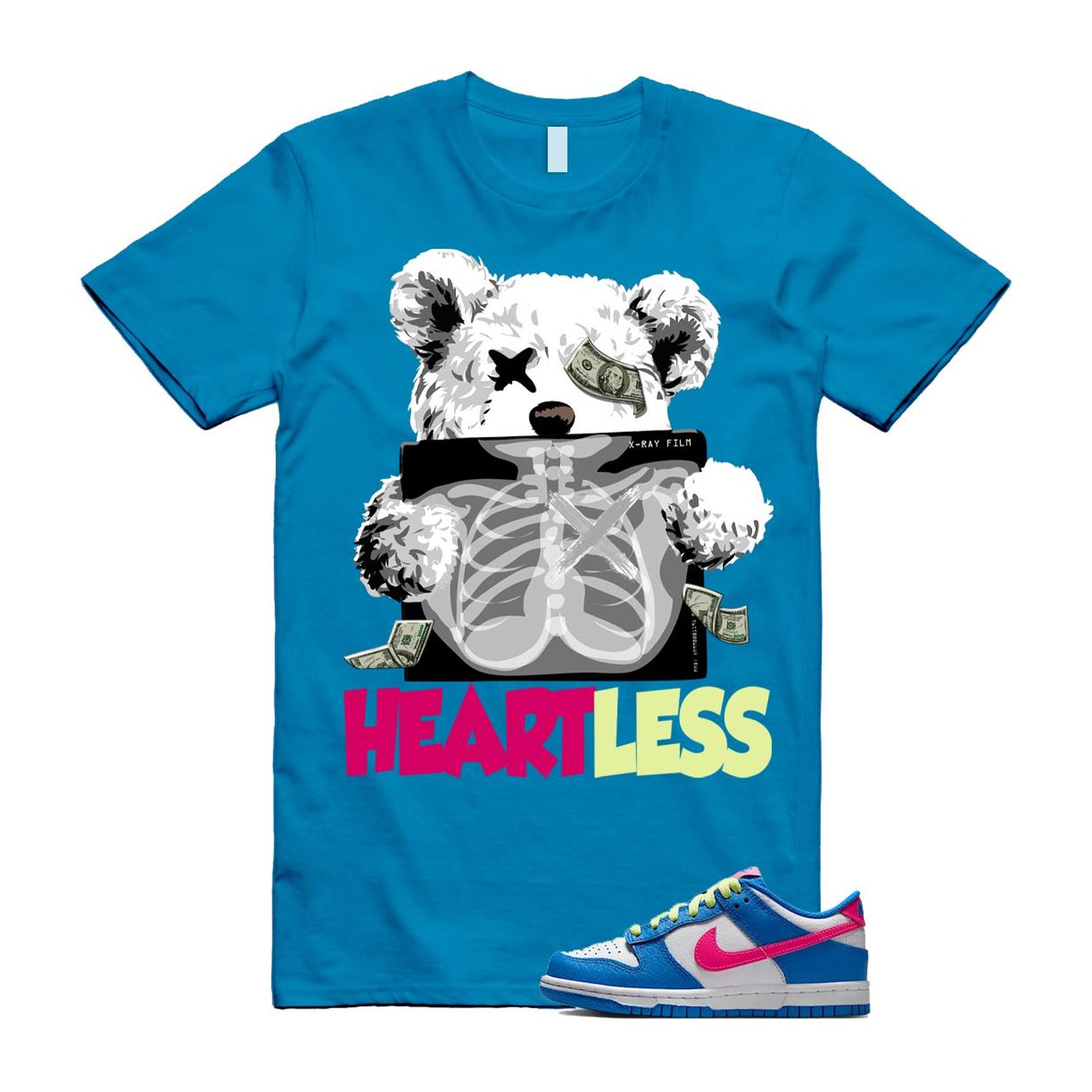 Dunk Photo Blue White Light Lemon Twist Hyper Pink T Shirt Match HEART IB7747-406 T-Shirt, Sneaker Match Tee