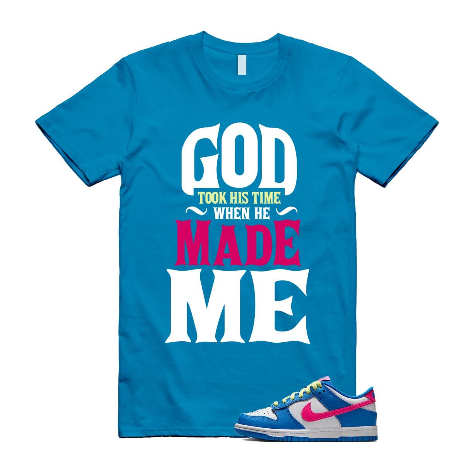 Dunk Photo Blue White Light Lemon Twist Hyper Pink T Shirt Match GTHT IB7747-406 T-Shirt, Sneaker Match Tee