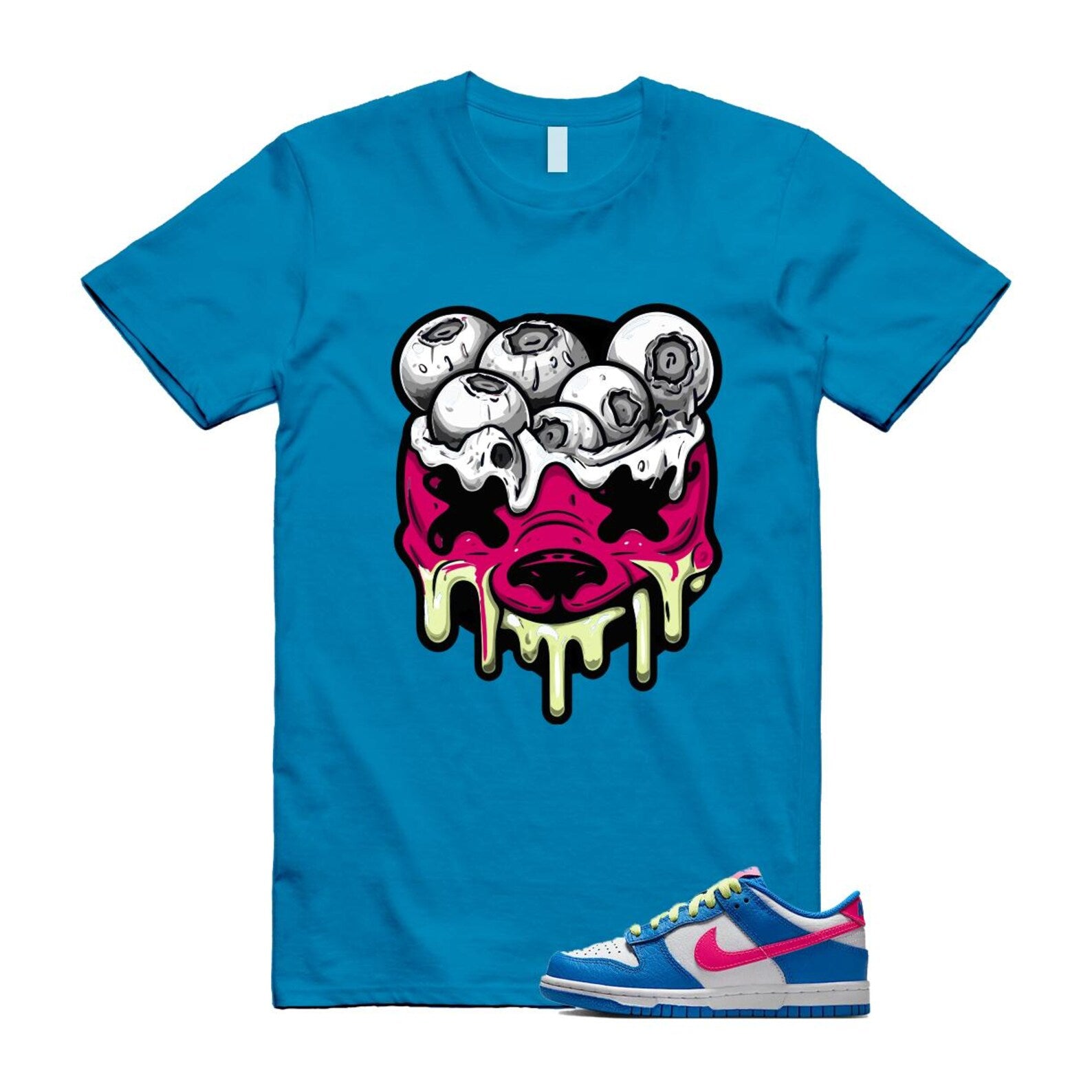 Dunk Photo Blue White Light Lemon Twist Hyper Pink T Shirt Match DBEAR IB7747-406 T-Shirt, Sneaker Match Tee