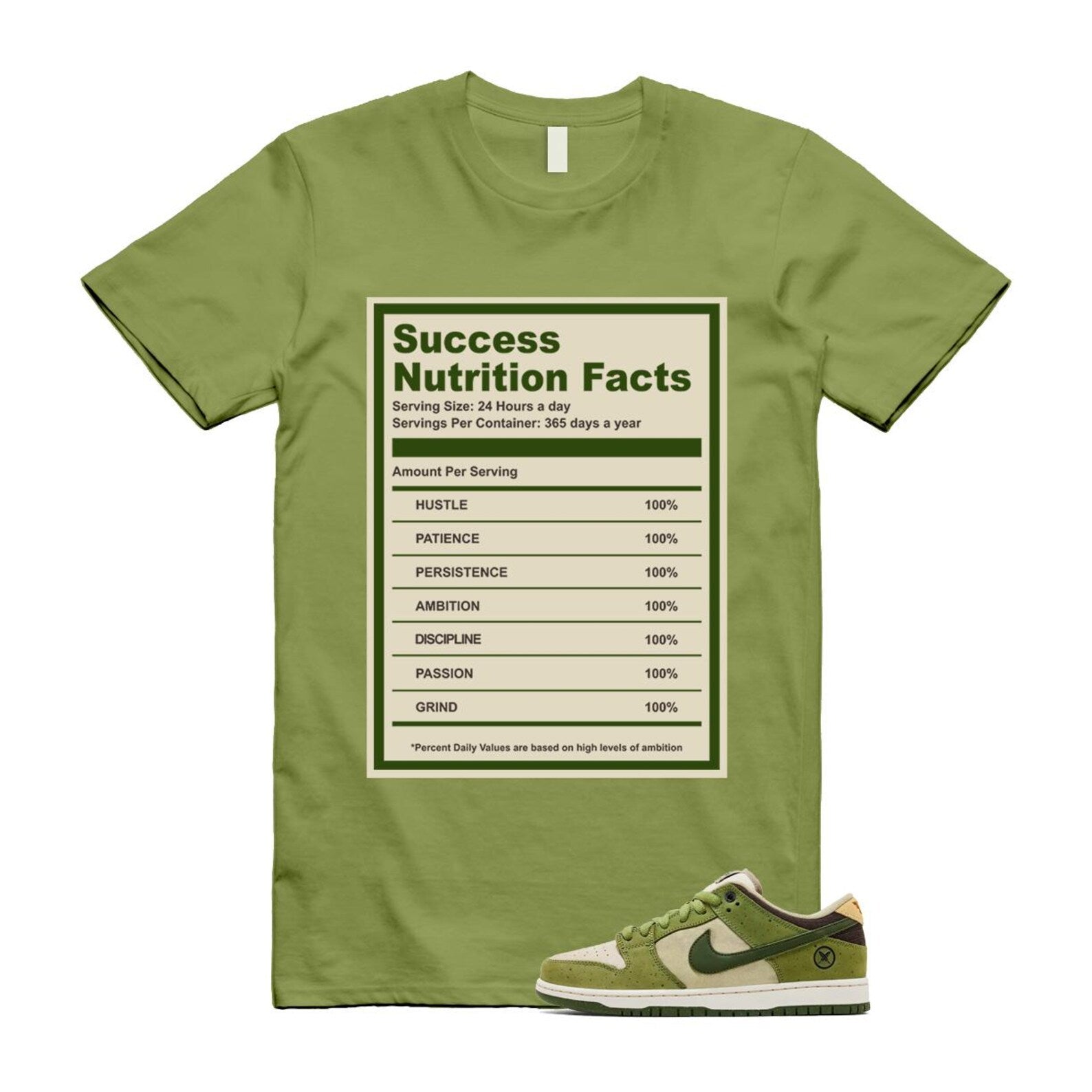 Dunk Yuto Horigome Matcha Asparagus Legion Green Loden Sienna T Shirt Match SUCC HF8022-300 T-Shirt, Sneaker Match Tee