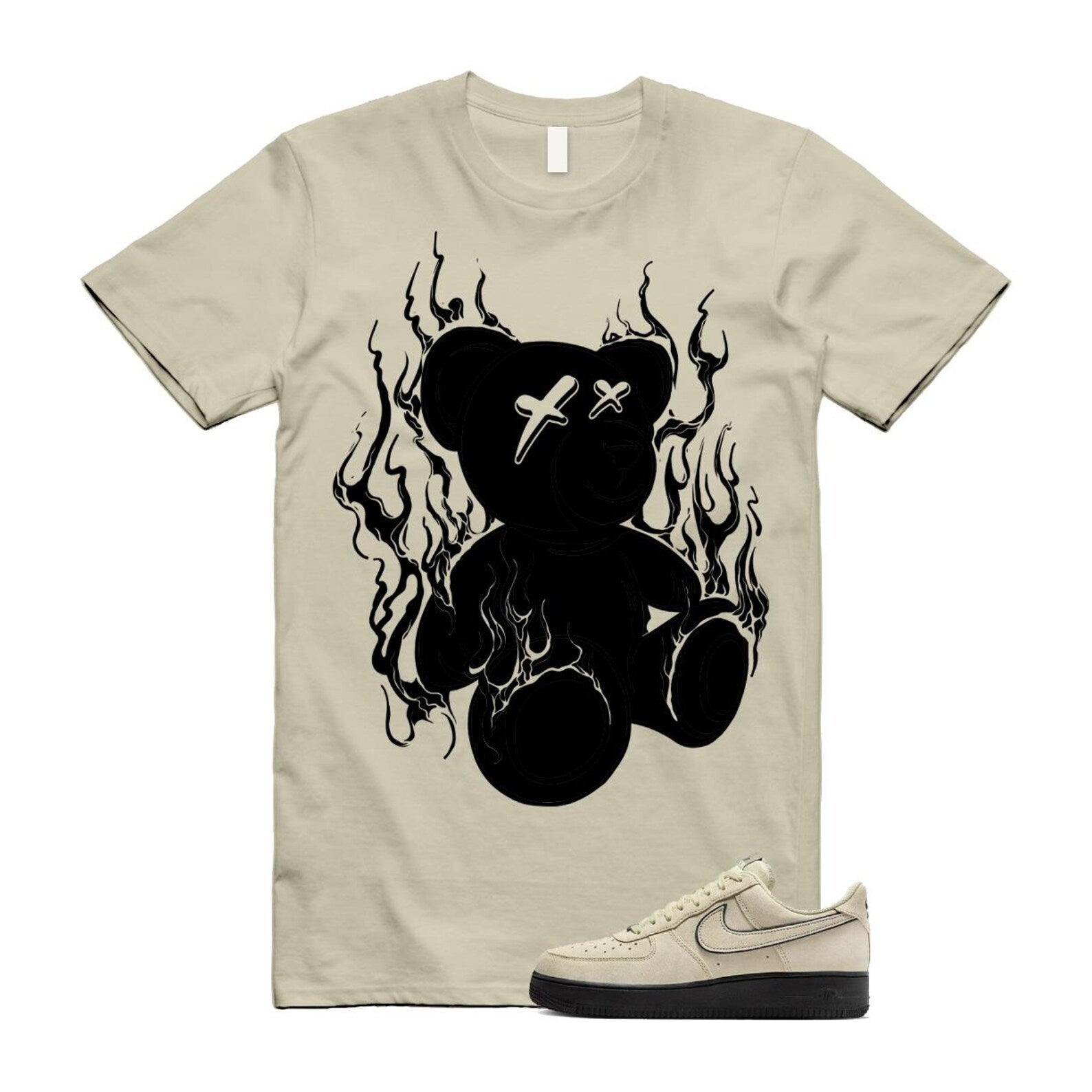 Air Force 1 Light Khaki Black '07 LV8 T Shirt Match LIT HQ2037-200 T-Shirt, Sneaker Match Tee