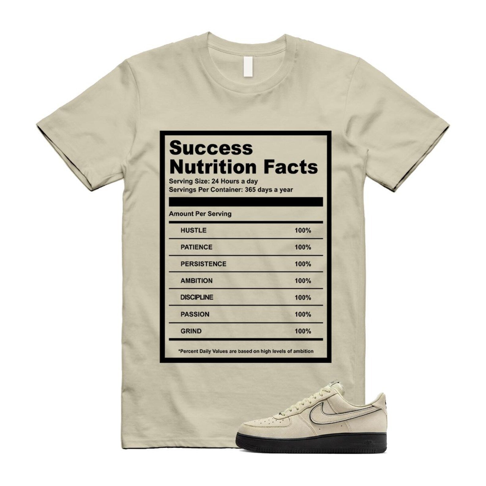 Air Force 1 Light Khaki Black '07 LV8 T Shirt Match SUCC HQ2037-200 T-Shirt, Sneaker Match Tee