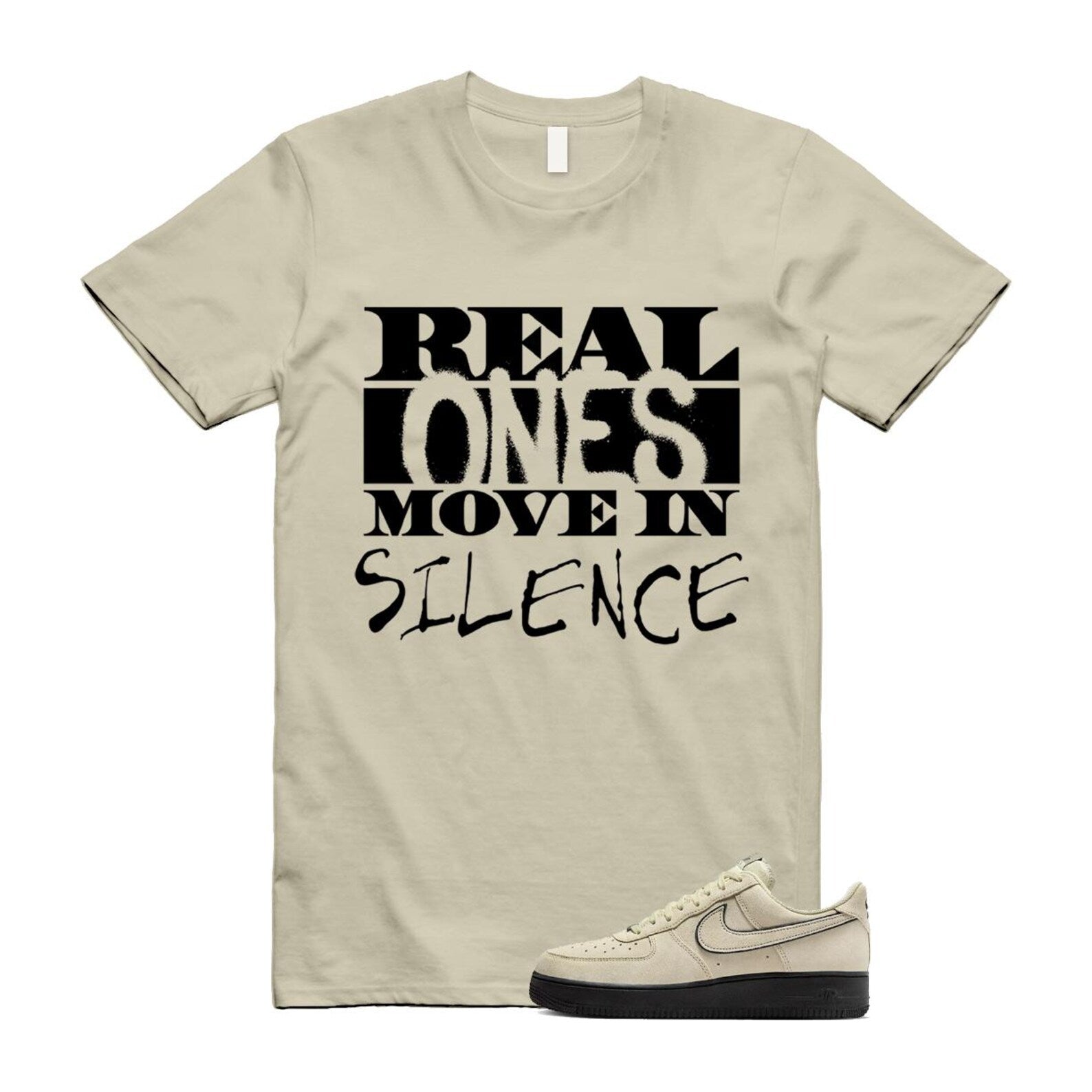 Air Force 1 Light Khaki Black '07 LV8 T Shirt Match REAL HQ2037-200 T-Shirt, Sneaker Match Tee