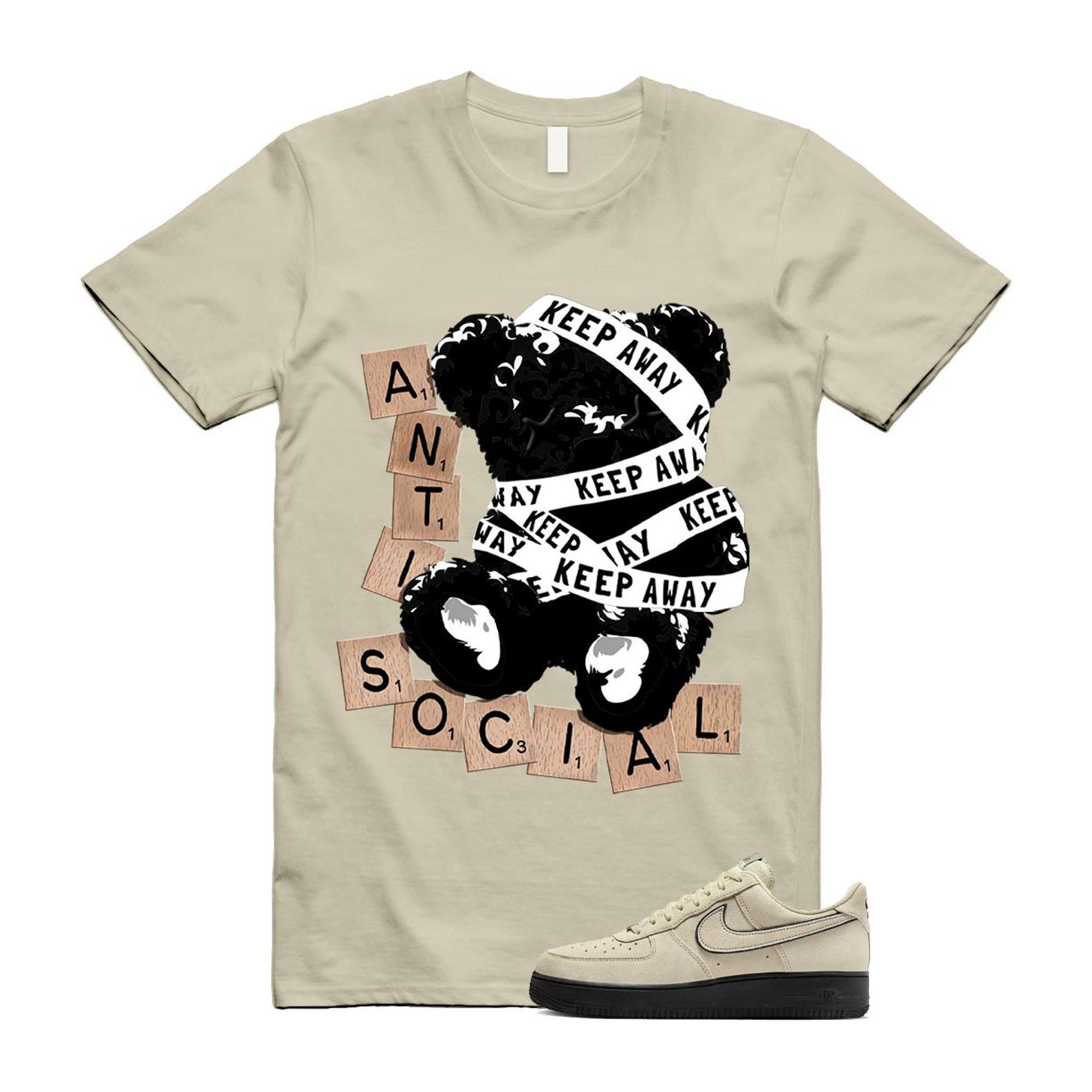 Air Force 1 Light Khaki Black '07 LV8 T Shirt Match ANTI HQ2037-200 T-Shirt, Sneaker Match Tee