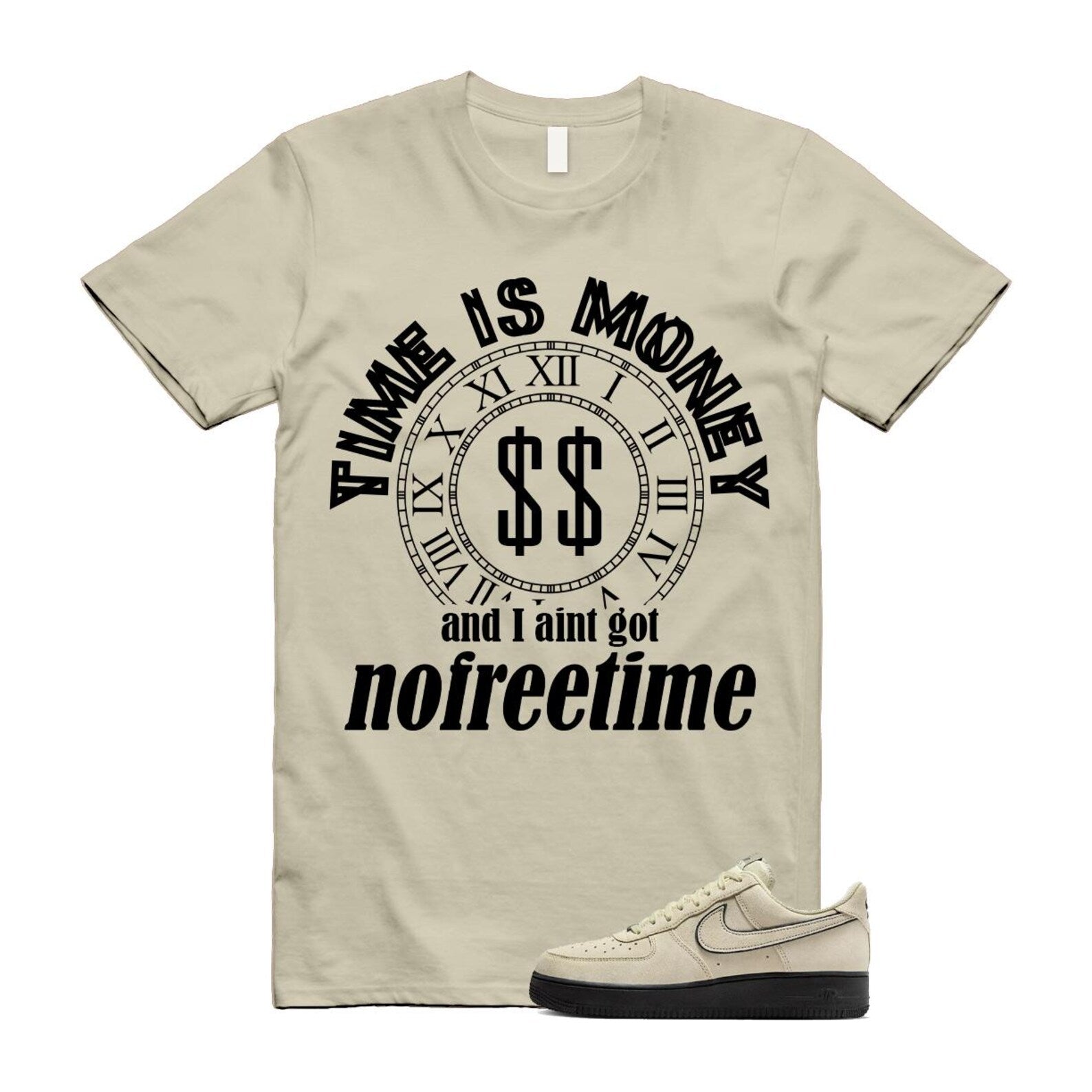 Air Force 1 Light Khaki Black '07 LV8 T Shirt Match FREETIME HQ2037-200 T-Shirt, Sneaker Match Tee