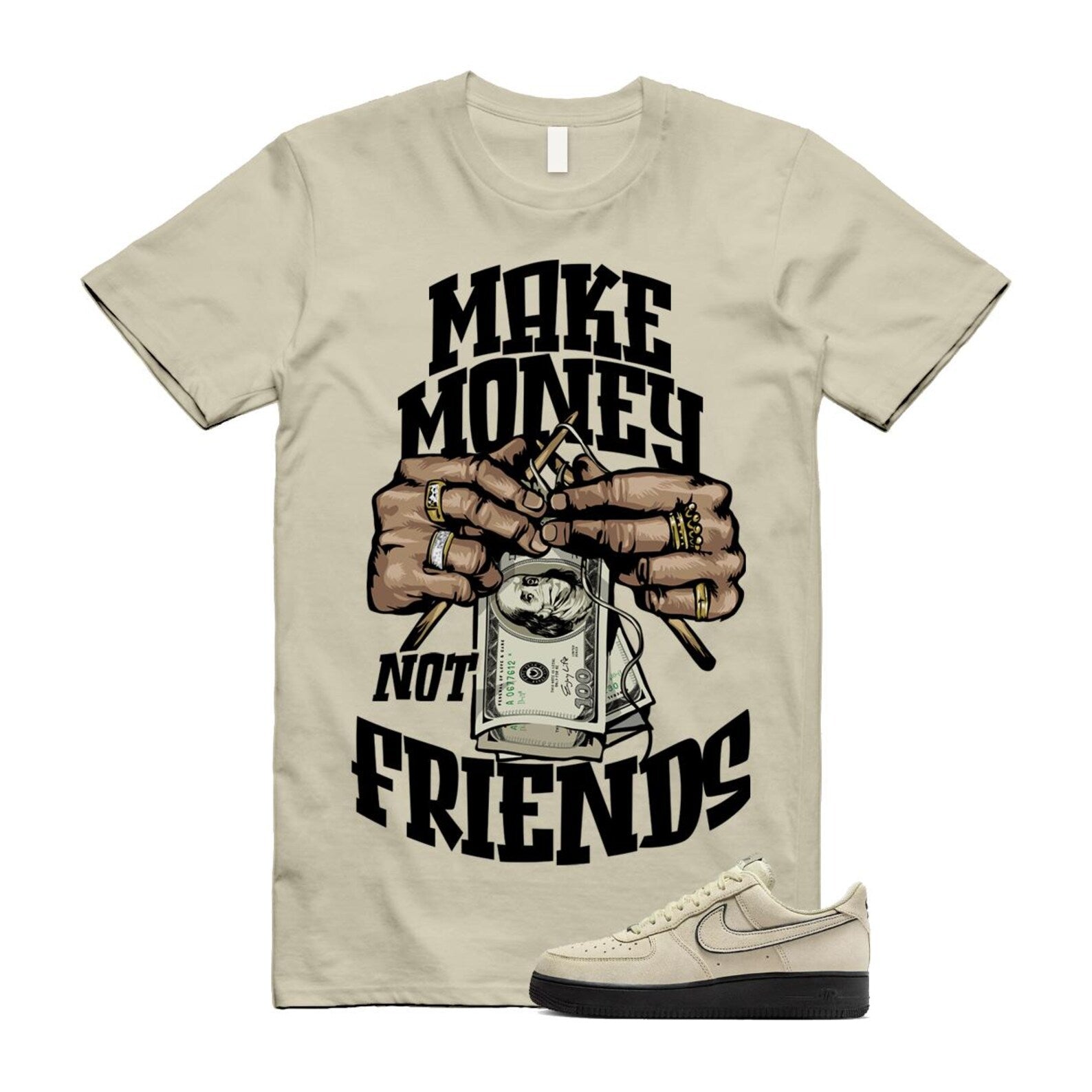 Air Force 1 Light Khaki Black '07 LV8 T Shirt Match MM HQ2037-200 T-Shirt, Sneaker Match Tee