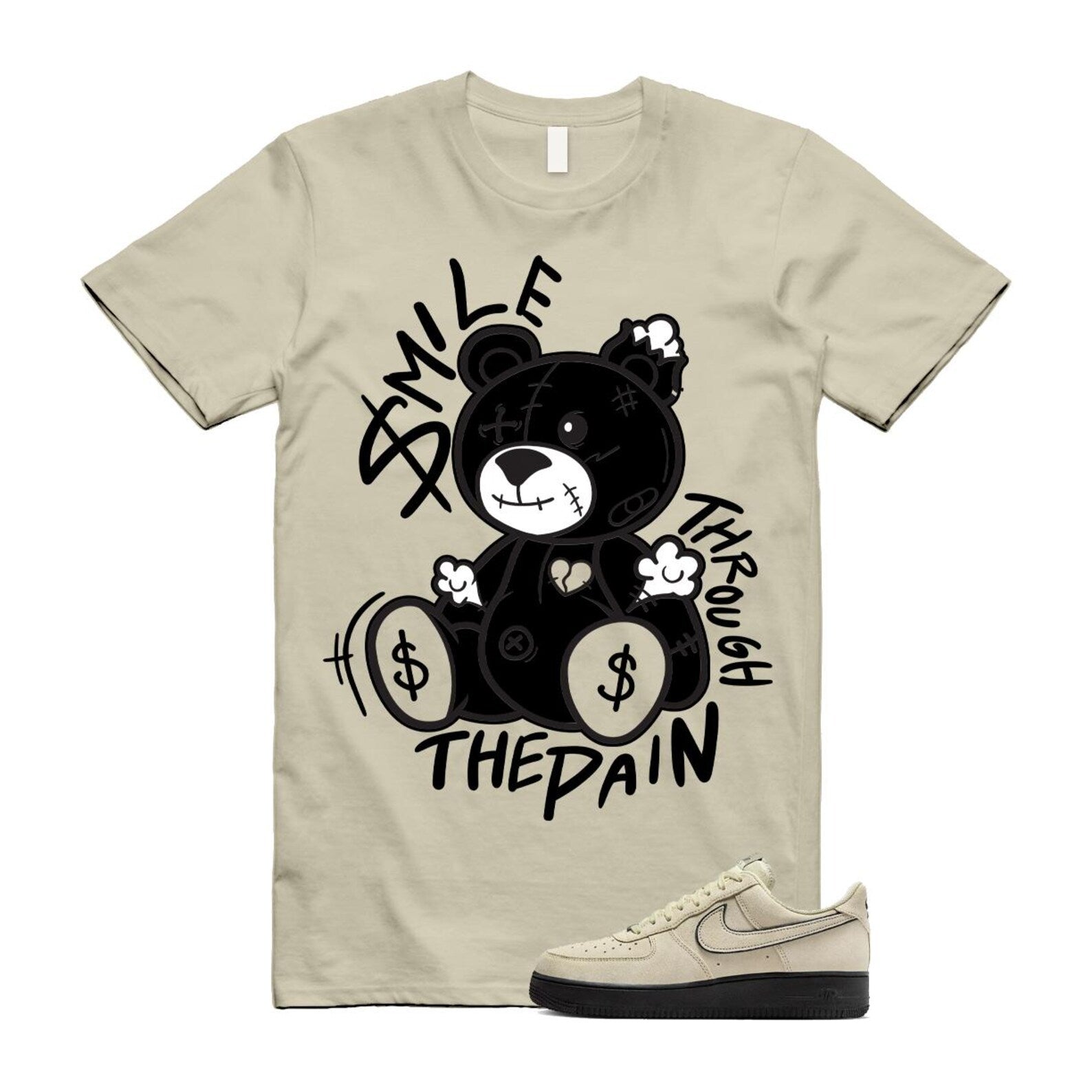 Air Force 1 Light Khaki Black '07 LV8 T Shirt Match SM2 HQ2037-200 T-Shirt, Sneaker Match Tee