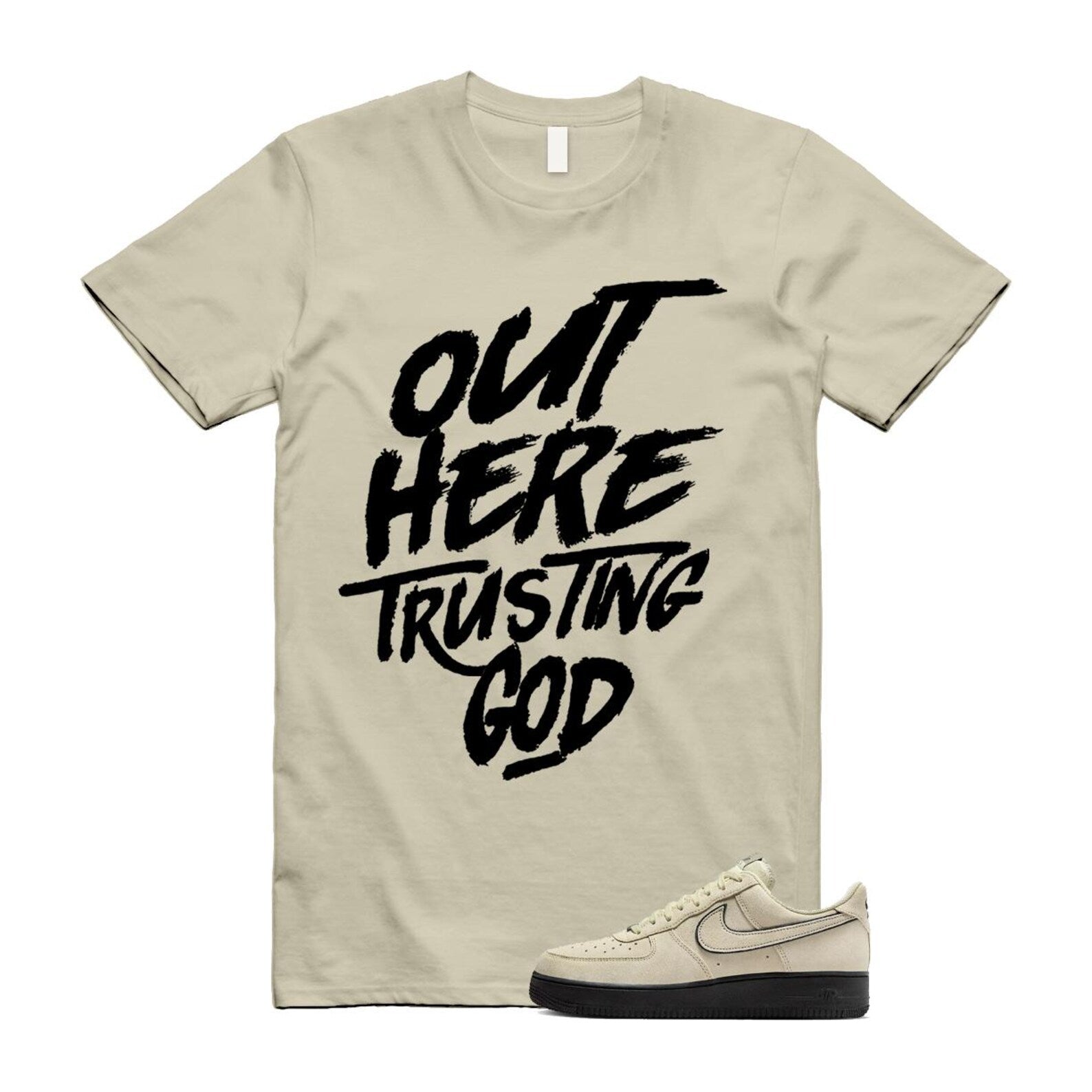 Air Force 1 Light Khaki Black '07 LV8 T Shirt Match TG HQ2037-200 T-Shirt, Sneaker Match Tee