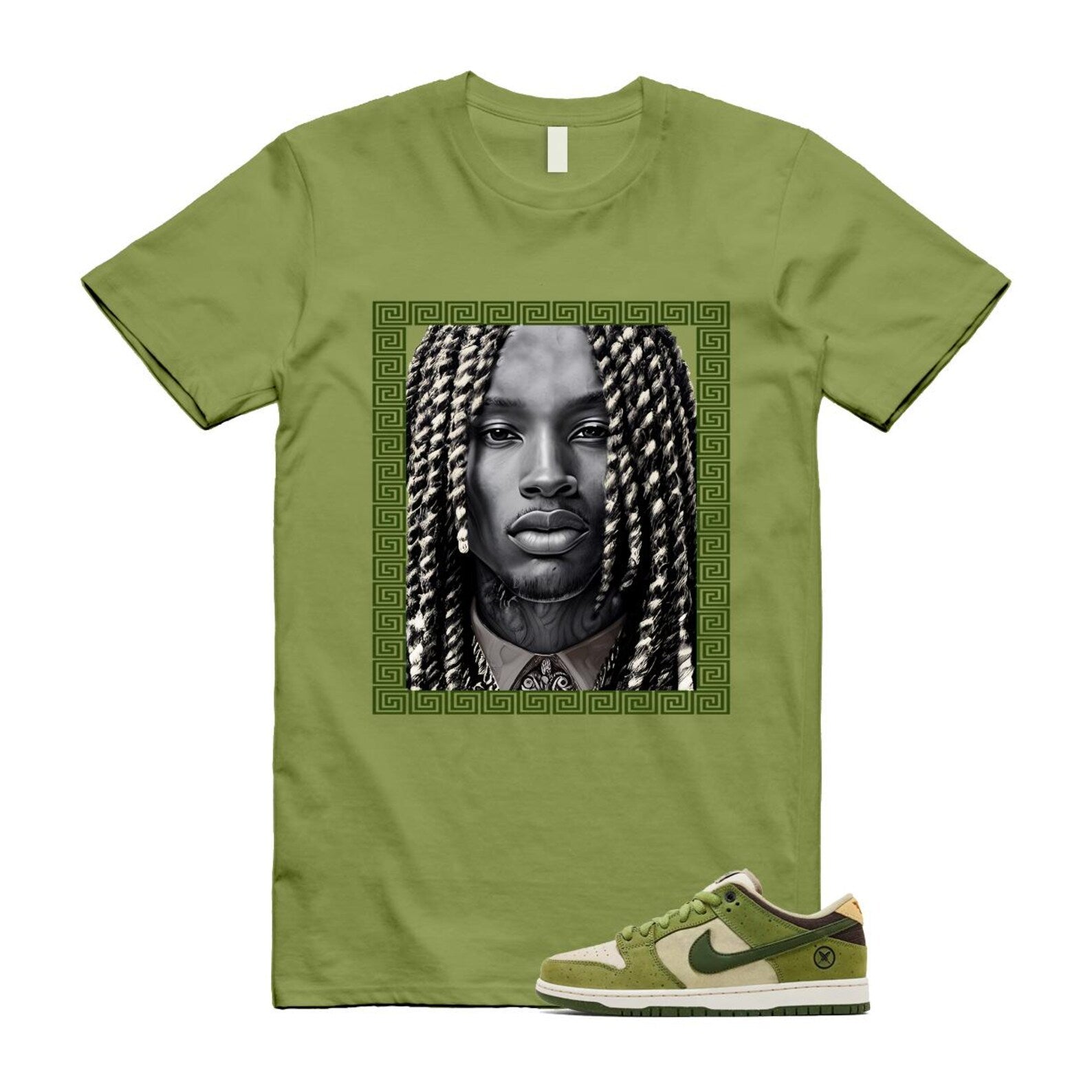 Dunk Yuto Horigome Matcha Asparagus Legion Green Loden Sienna T Shirt Match VON HF8022-300 T-Shirt, Sneaker Match Tee