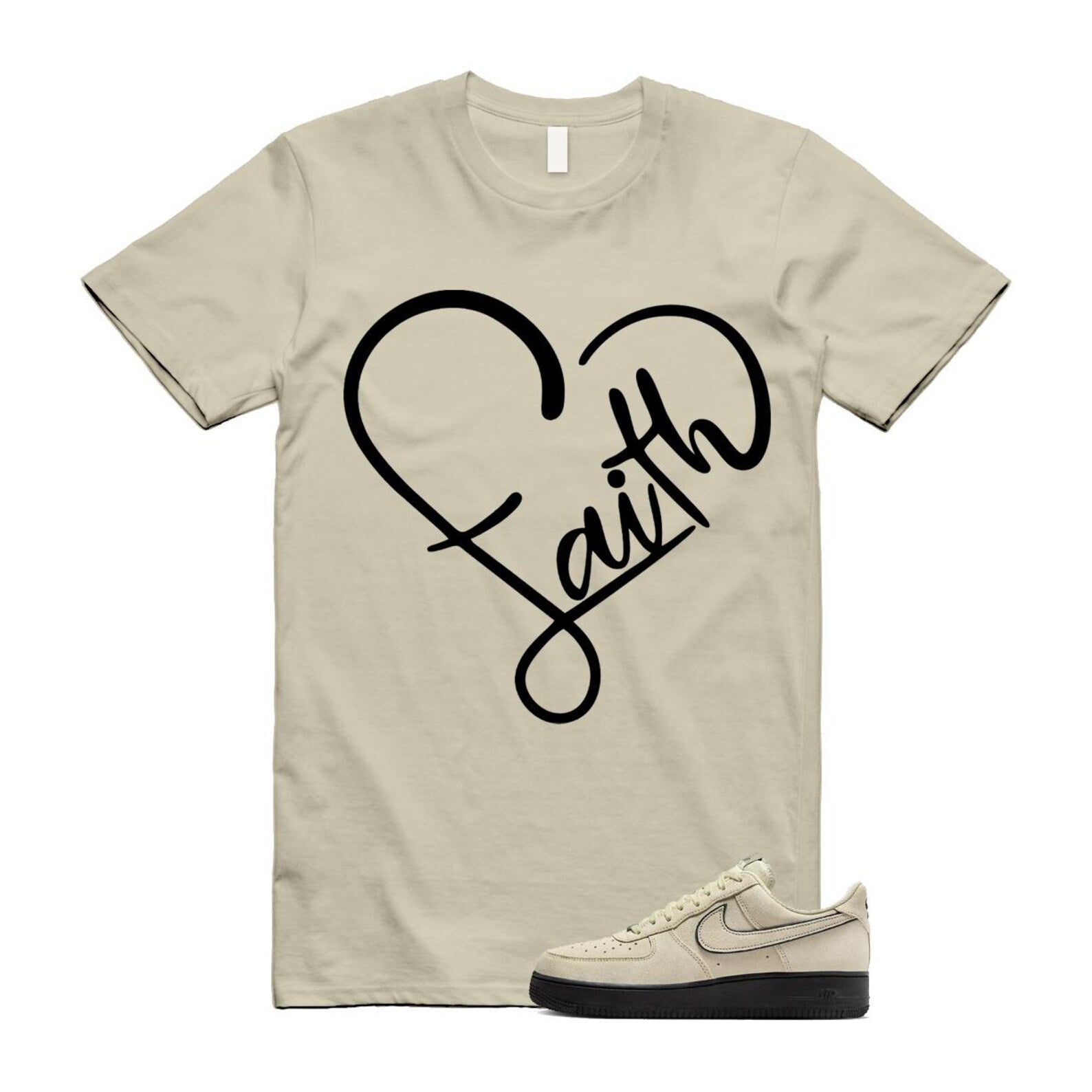 Air Force 1 Light Khaki Black '07 LV8 T Shirt Match FAITH HQ2037-200 T-Shirt, Sneaker Match Tee
