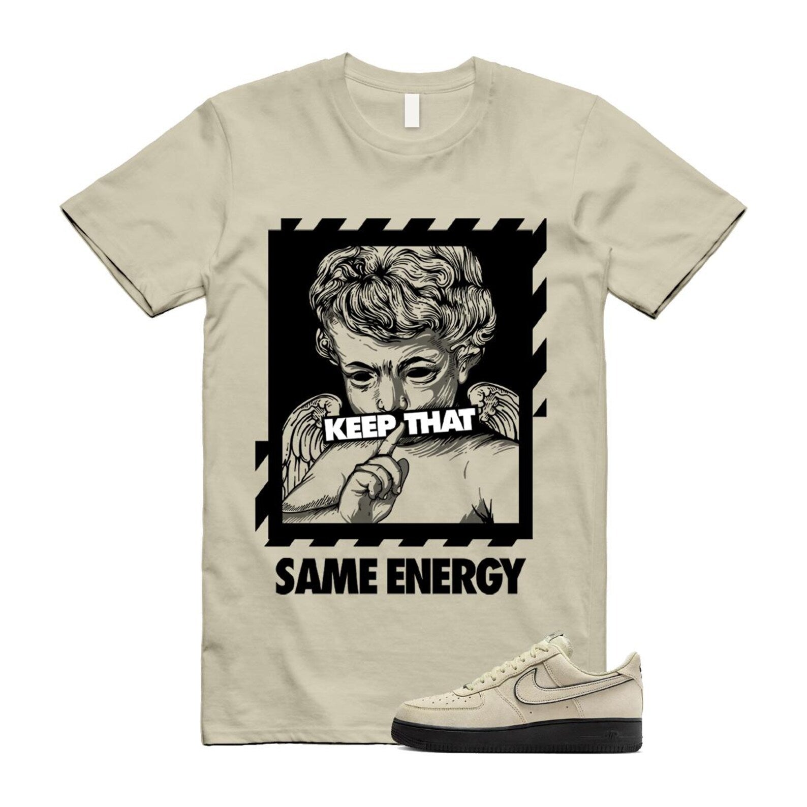 Air Force 1 Light Khaki Black '07 LV8 T Shirt Match ENERGY Alt HQ2037-200 T-Shirt, Sneaker Match Tee